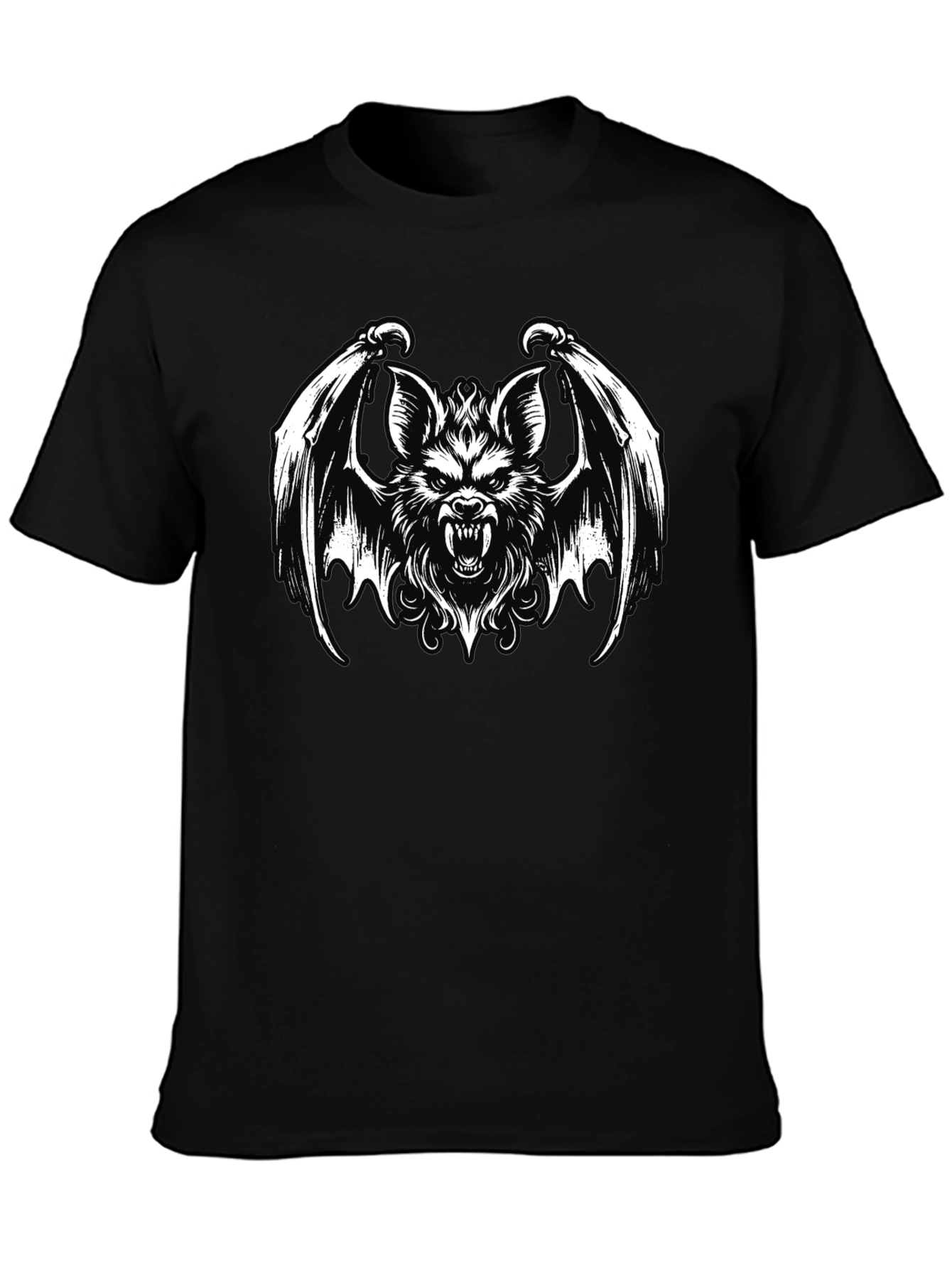 Mens Black T-Shirt - Bat Creature Graphic Tee