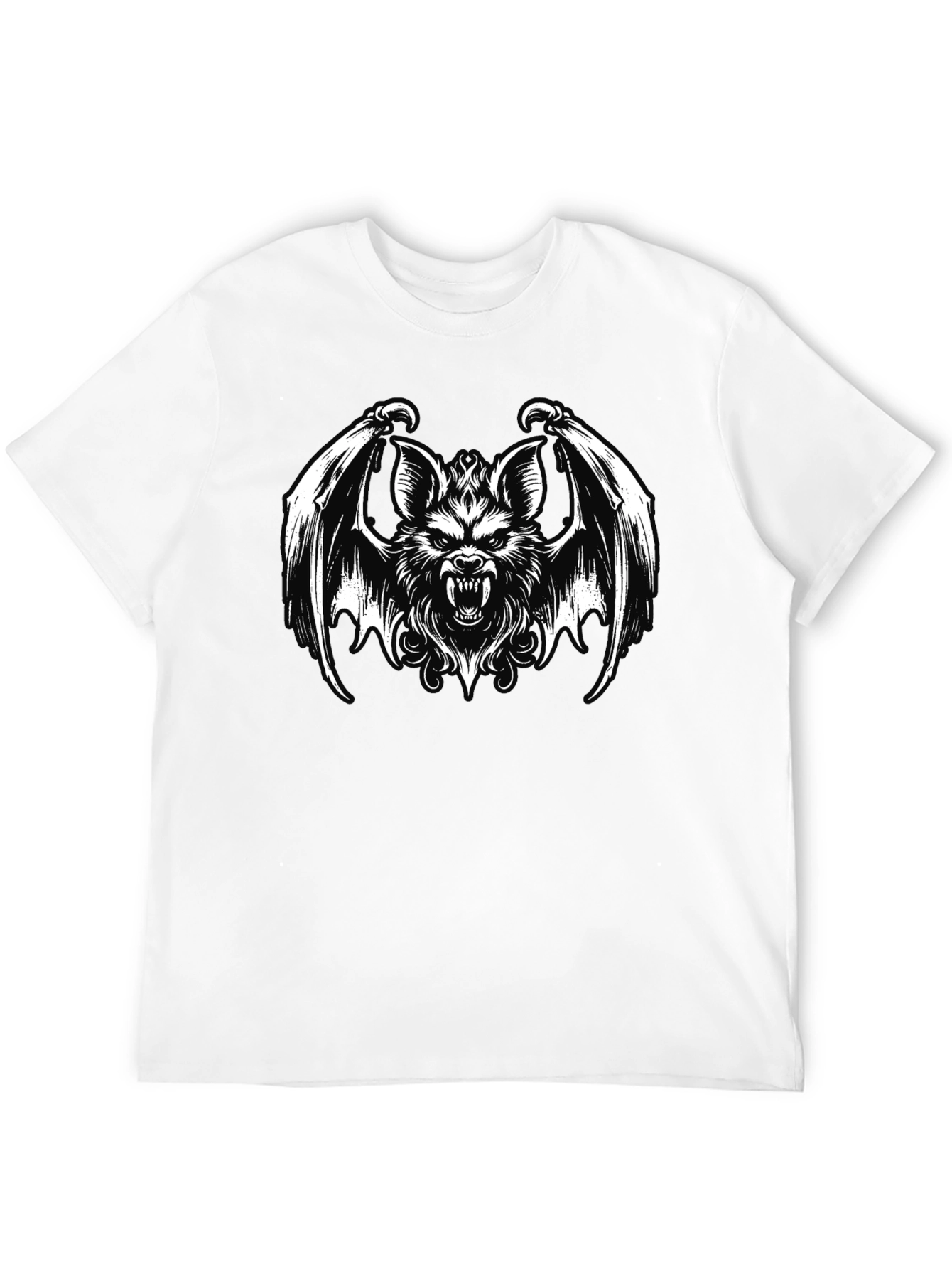 Mens Black T-Shirt - Bat Creature Graphic Tee