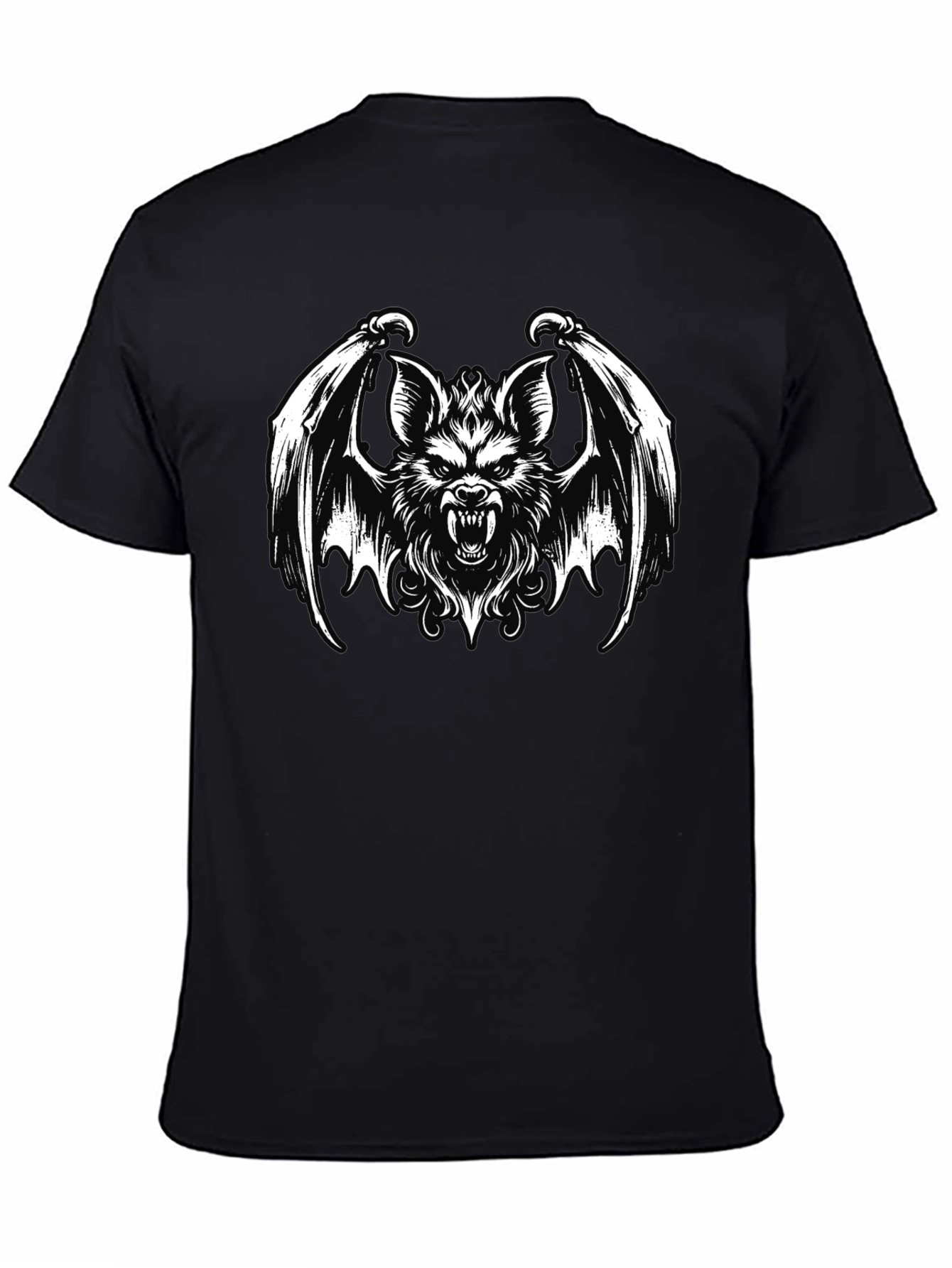 Mens Black T-Shirt - Bat Creature Graphic Tee