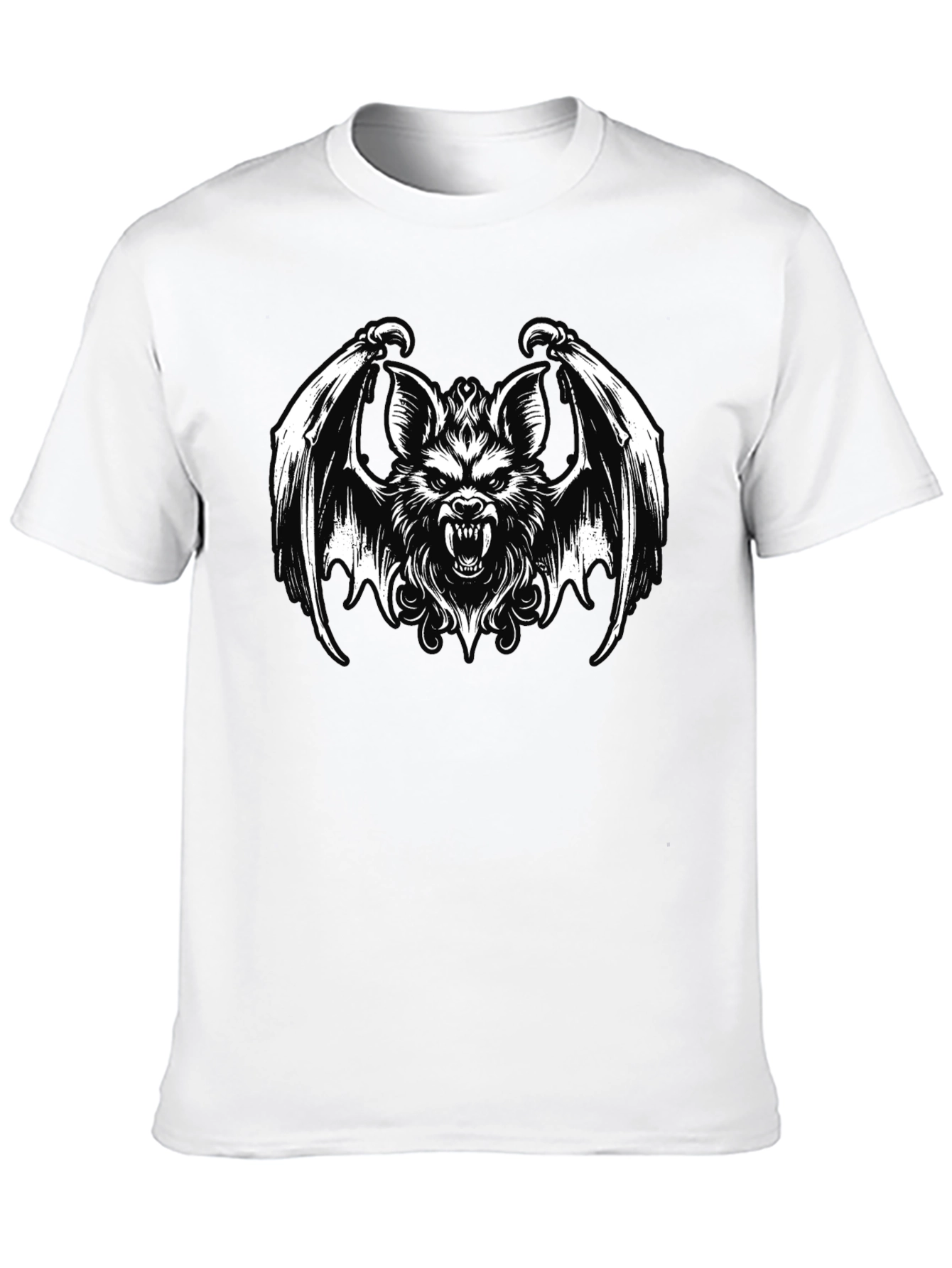 Mens Black T-Shirt - Bat Creature Graphic Tee