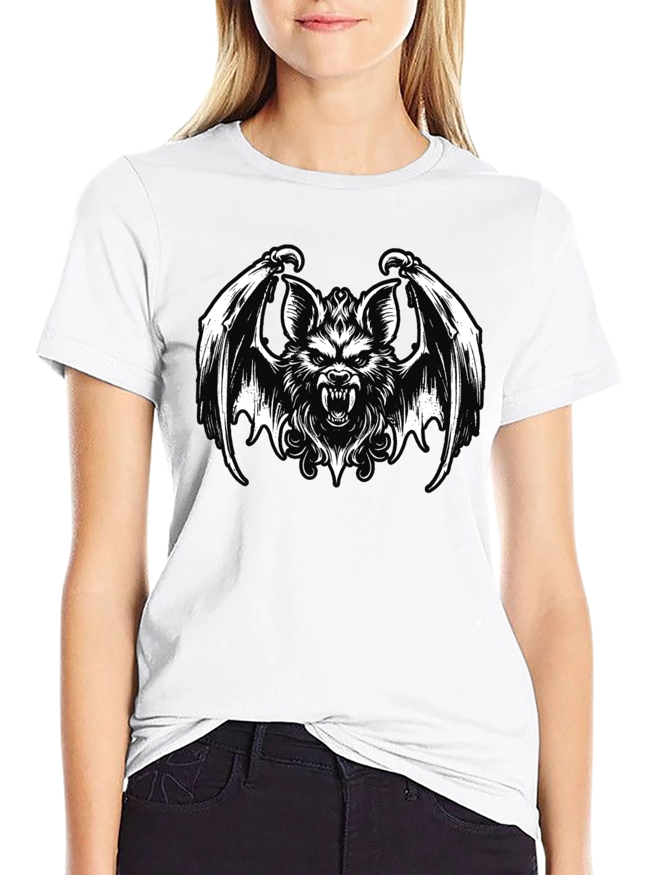 Mens Black T-Shirt - Bat Creature Graphic Tee