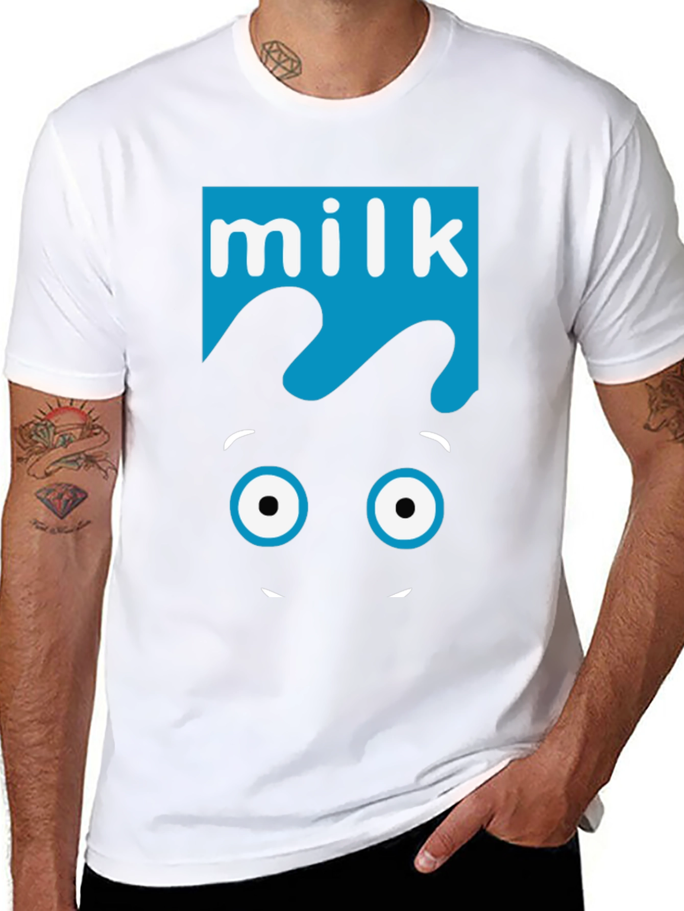 Milk Cartoon Graphic T-Shirt - Black