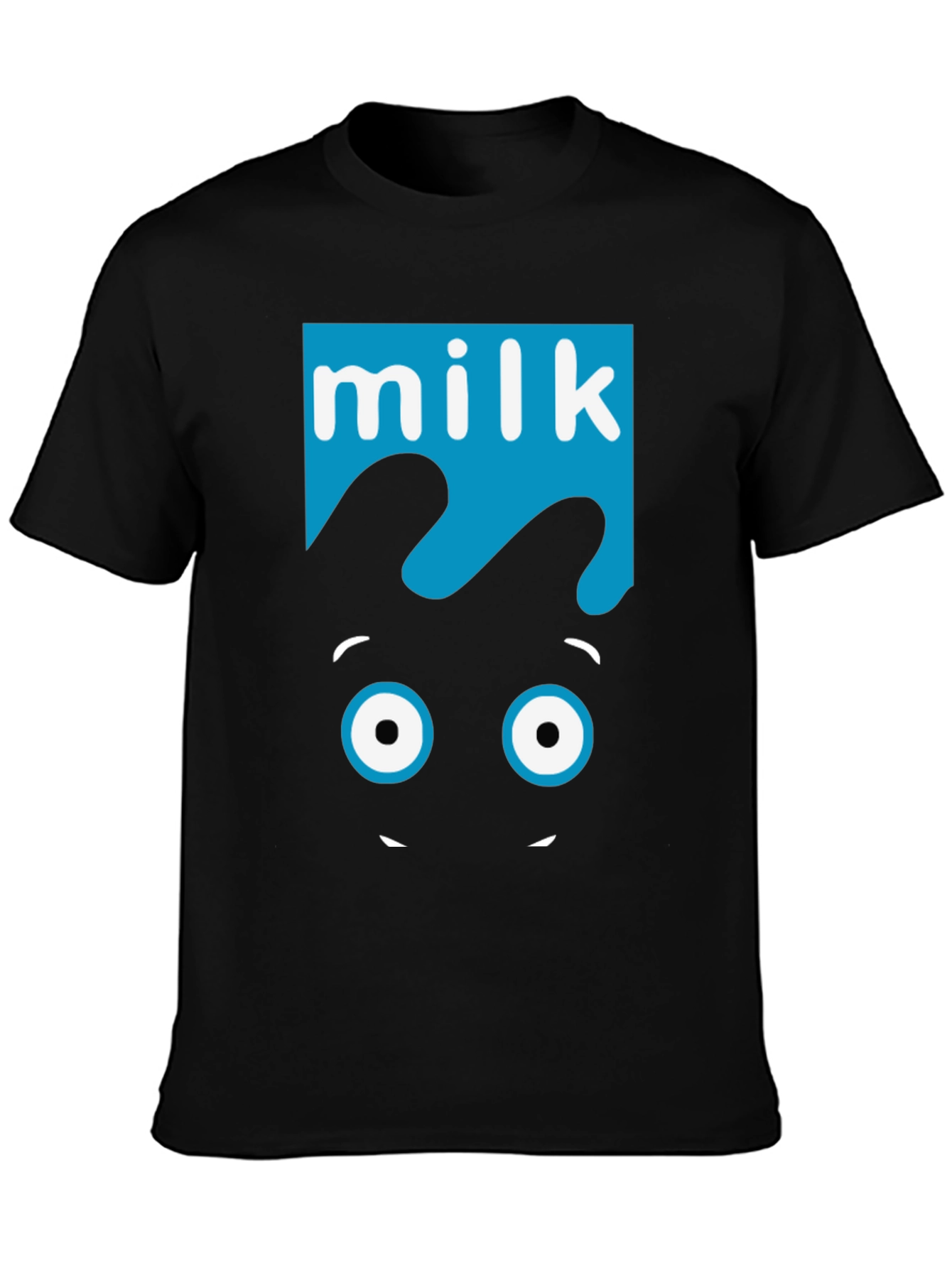 Milk Cartoon Graphic T-Shirt - Black
