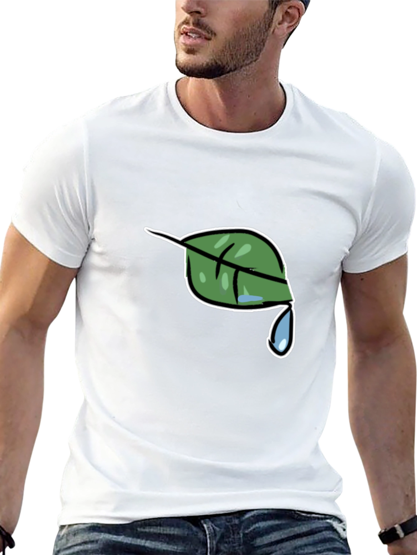 Nature Leaf Drip Graphic Black T-Shirt