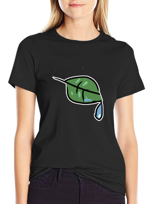 Nature Leaf Drip Graphic Black T-Shirt