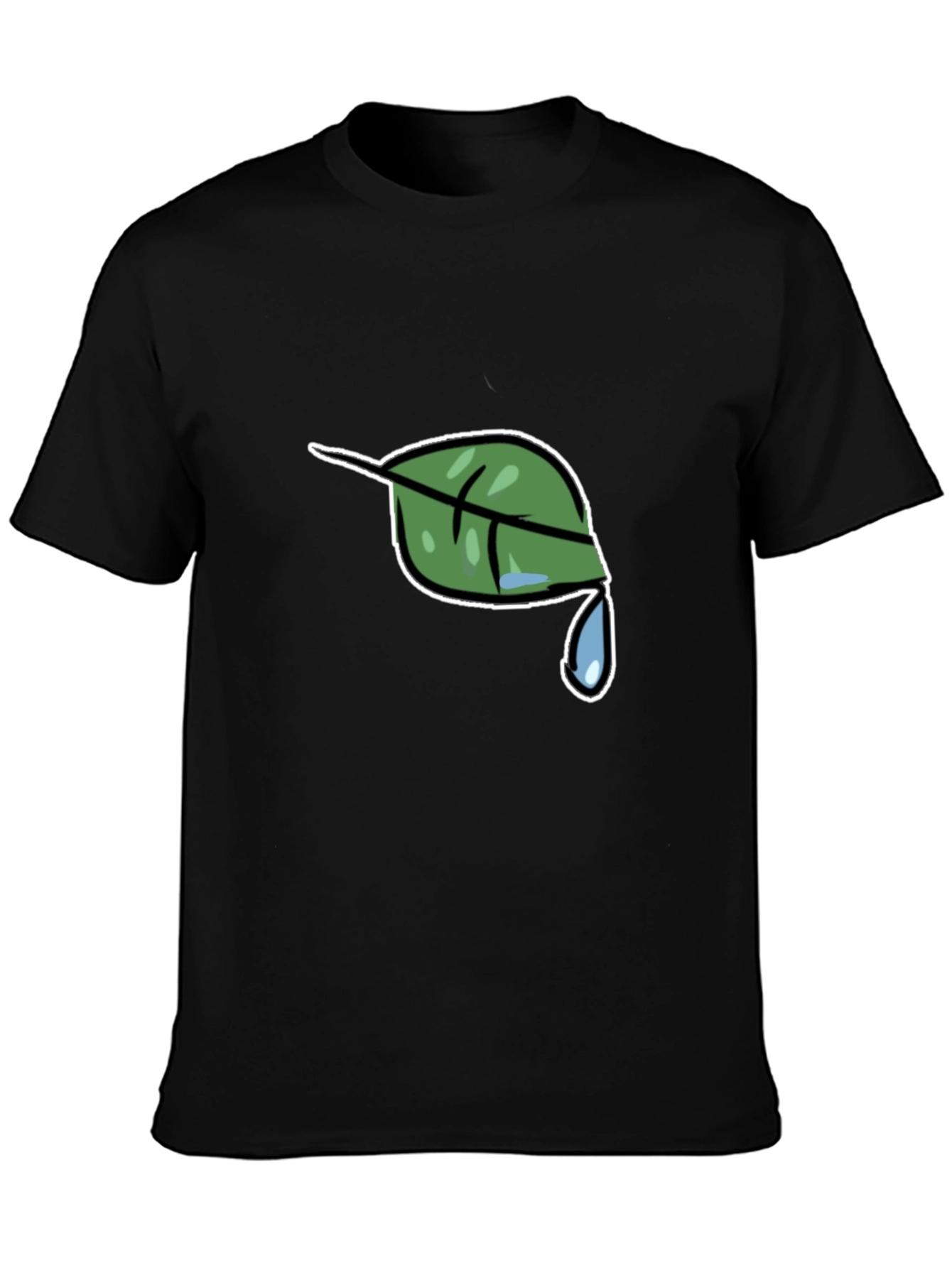 Nature Leaf Drip Graphic Black T-Shirt