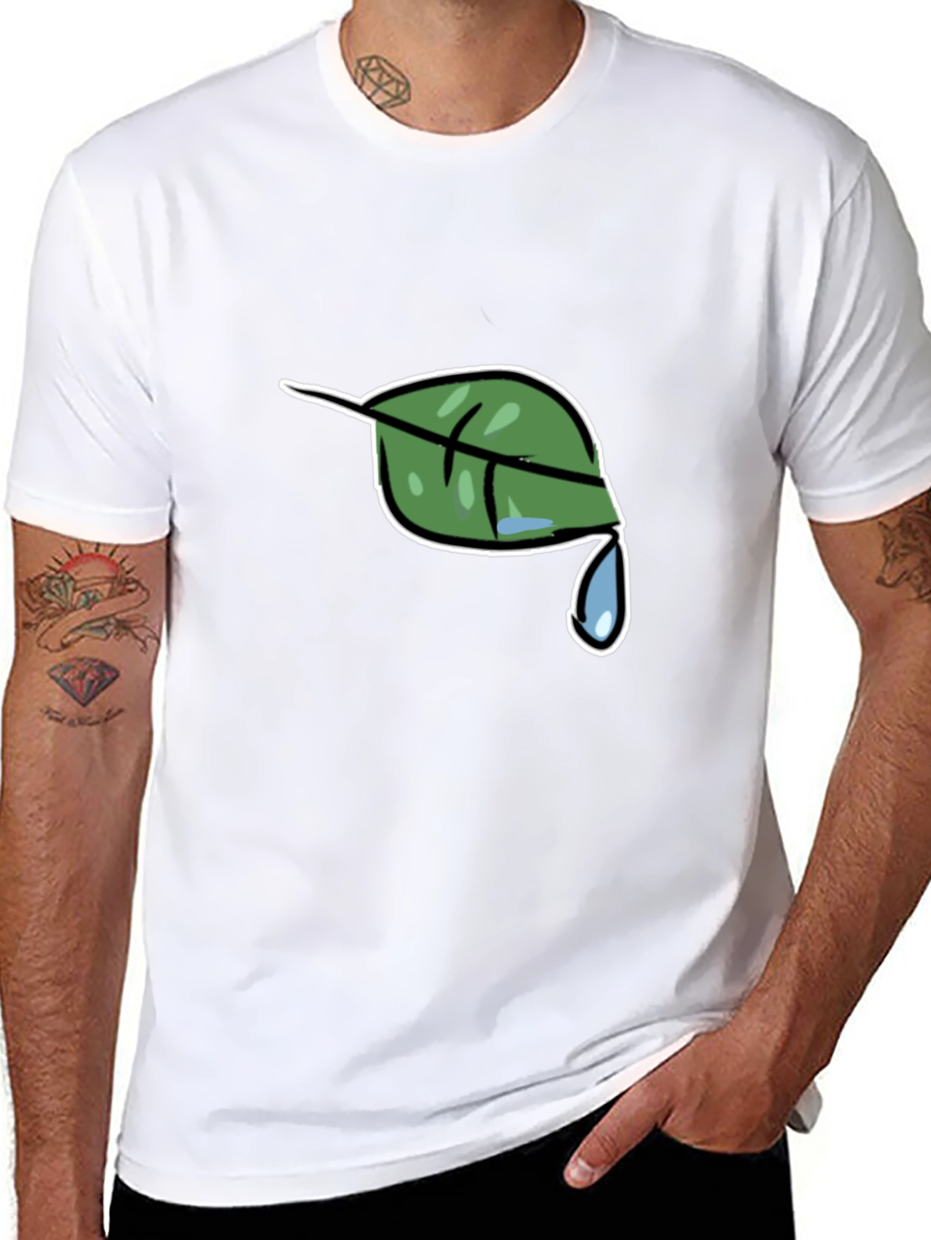 Nature Leaf Drip Graphic Black T-Shirt
