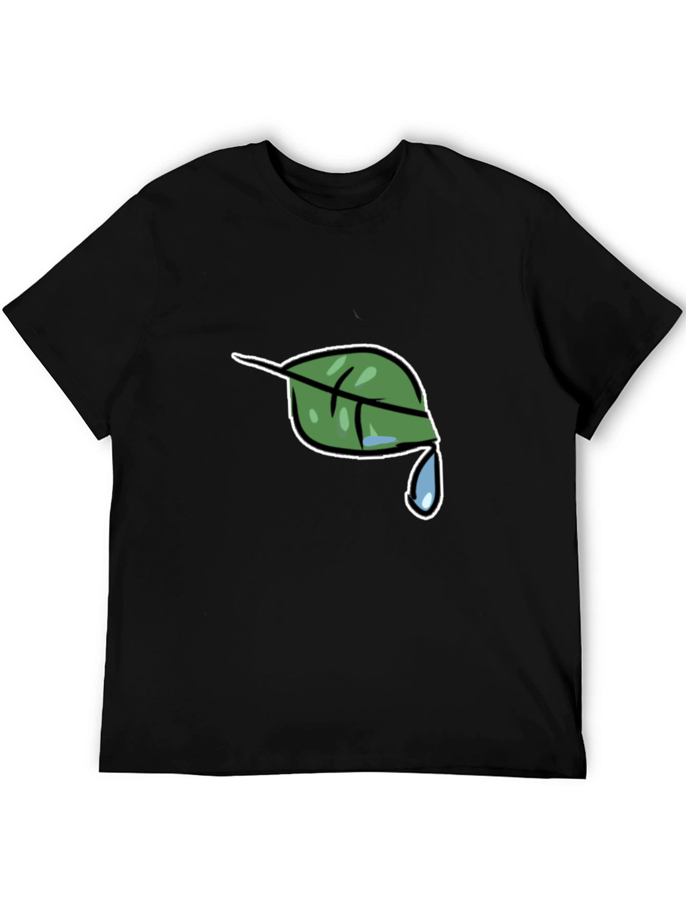 Nature Leaf Drip Graphic Black T-Shirt