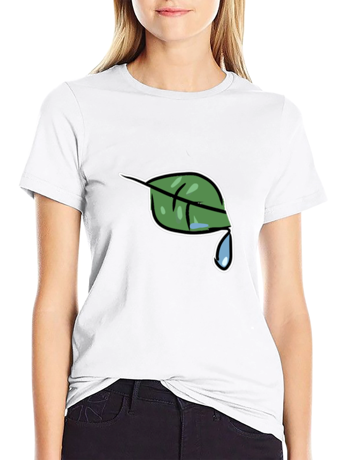Nature Leaf Drip Graphic Black T-Shirt