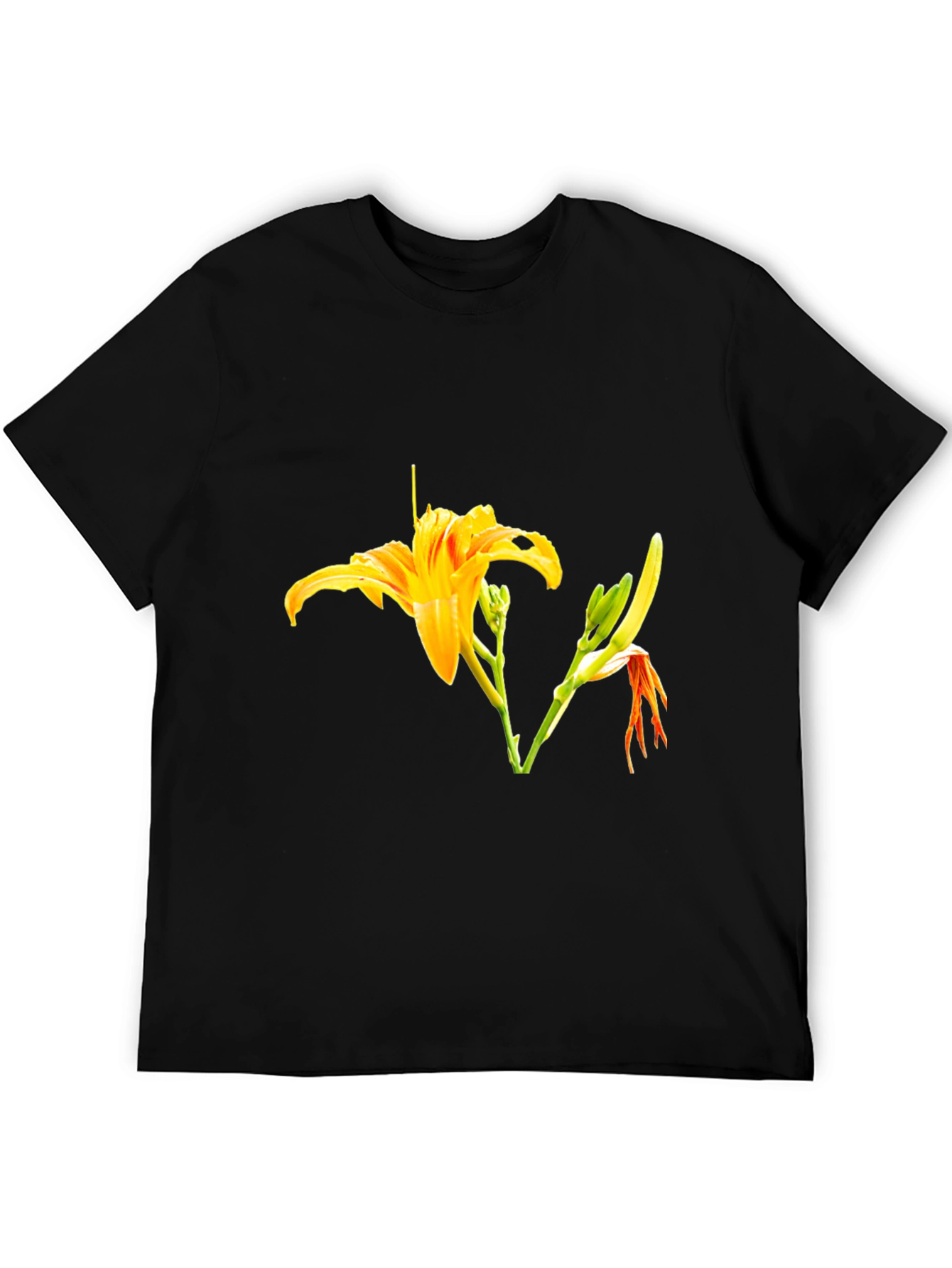 Floral Print Black T-Shirt - Stylish Casual Wear