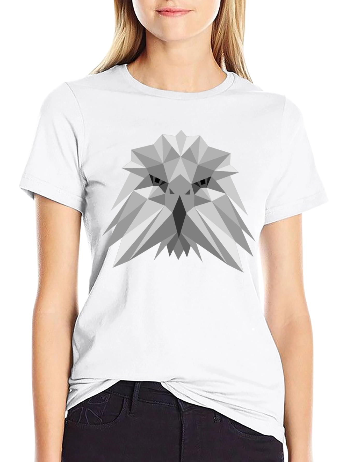 Geometric Eagle Graphic Tee - Modern Mens Black T-Shirt