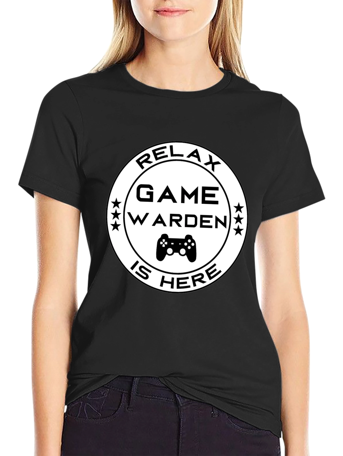 Relax Game Warden Is Here Black T-Shirt
