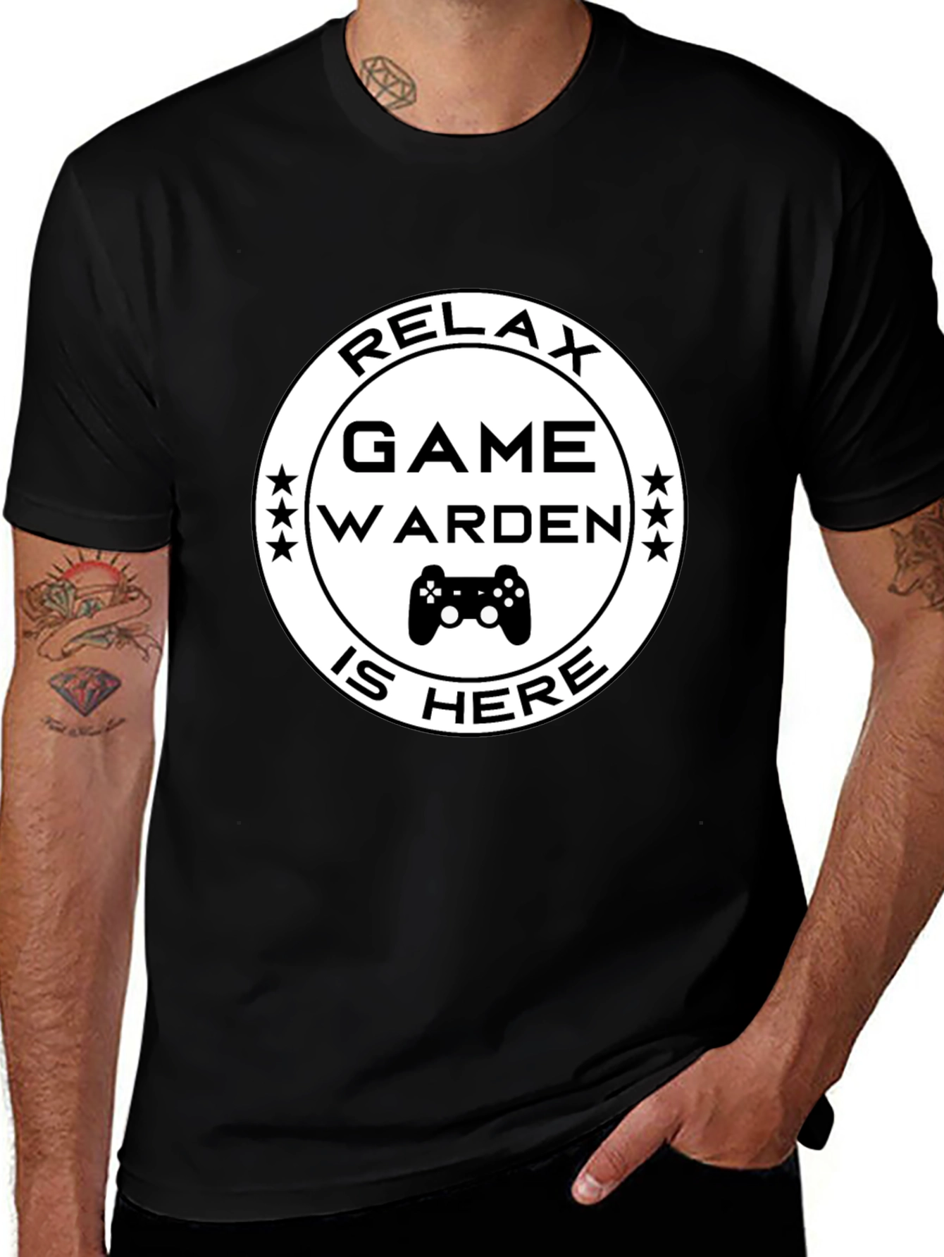 Relax Game Warden Is Here Black T-Shirt