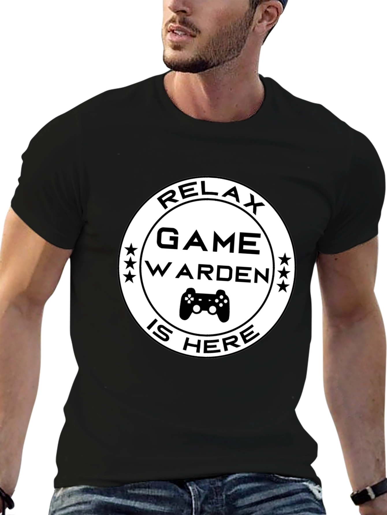 Relax Game Warden Is Here Black T-Shirt