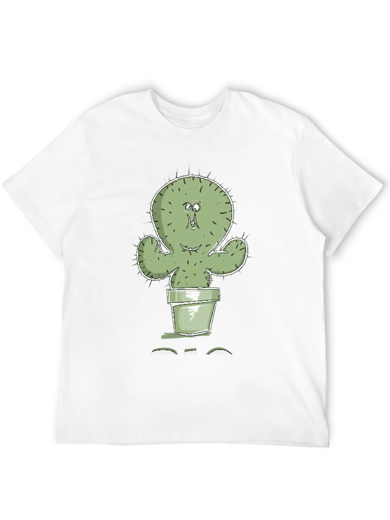 Cartoon Cactus in Pot Graphic Tee - Black
