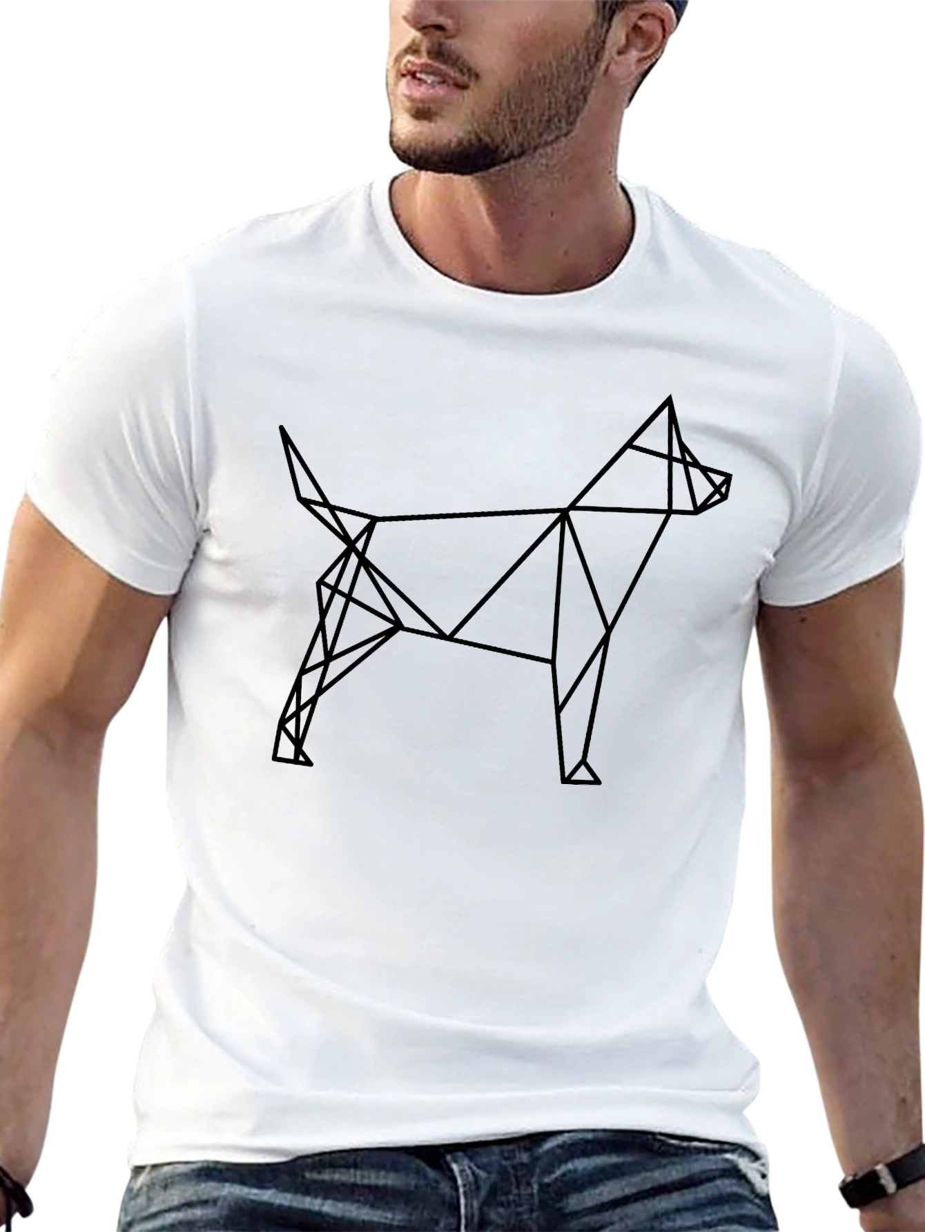 Geometric Dog T-Shirt - Modern Canine Design
