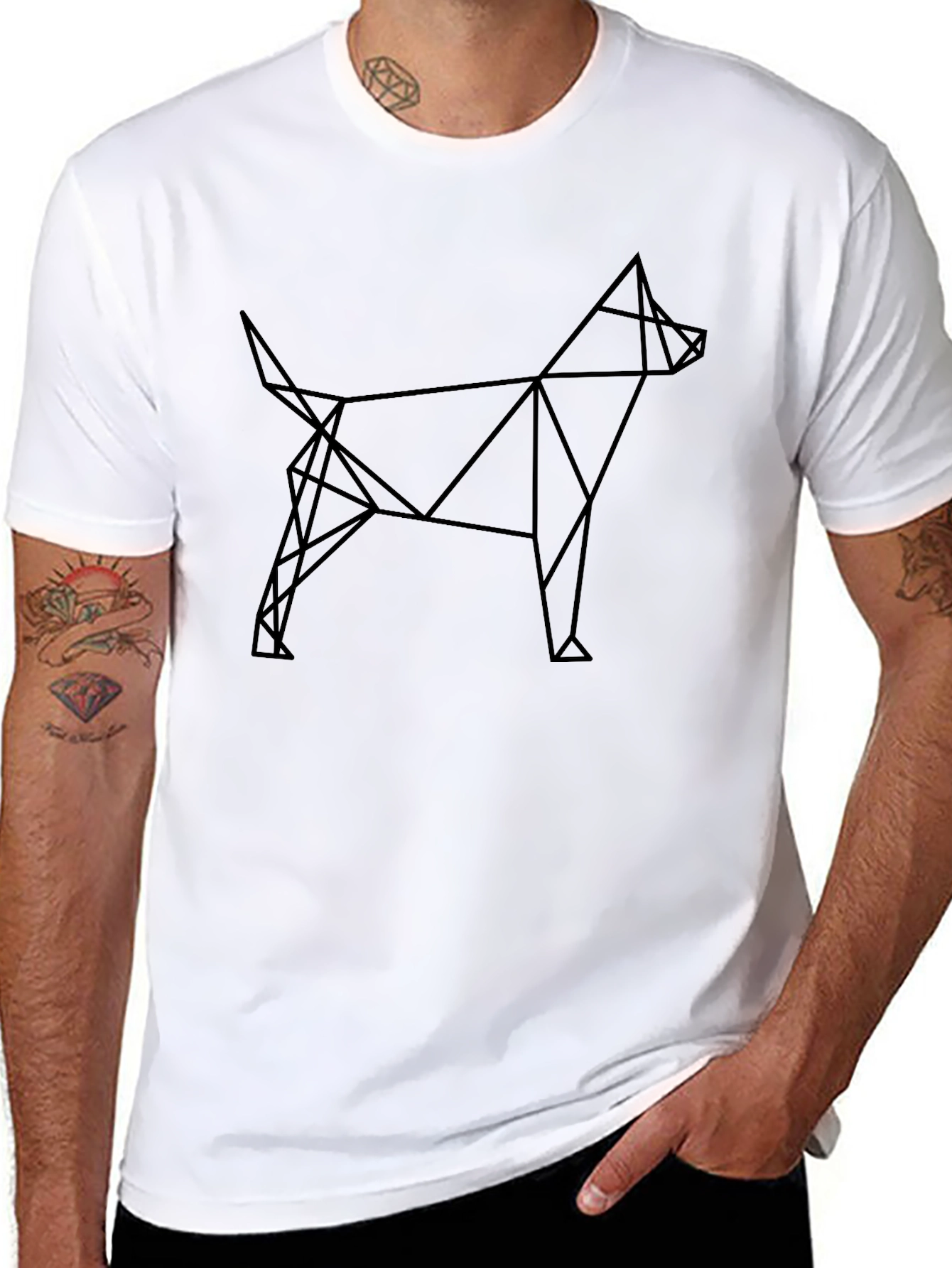 Geometric Dog T-Shirt - Modern Canine Design