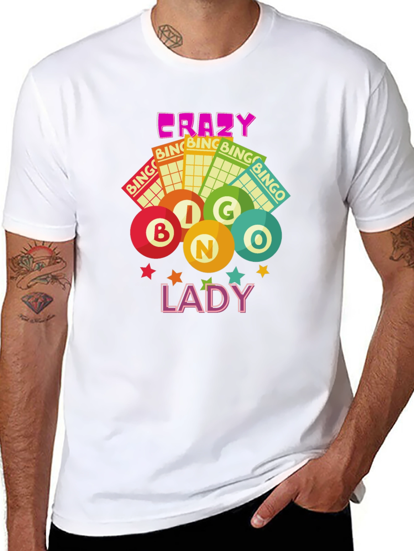 Crazy Bingo Lady Graphic T-Shirt