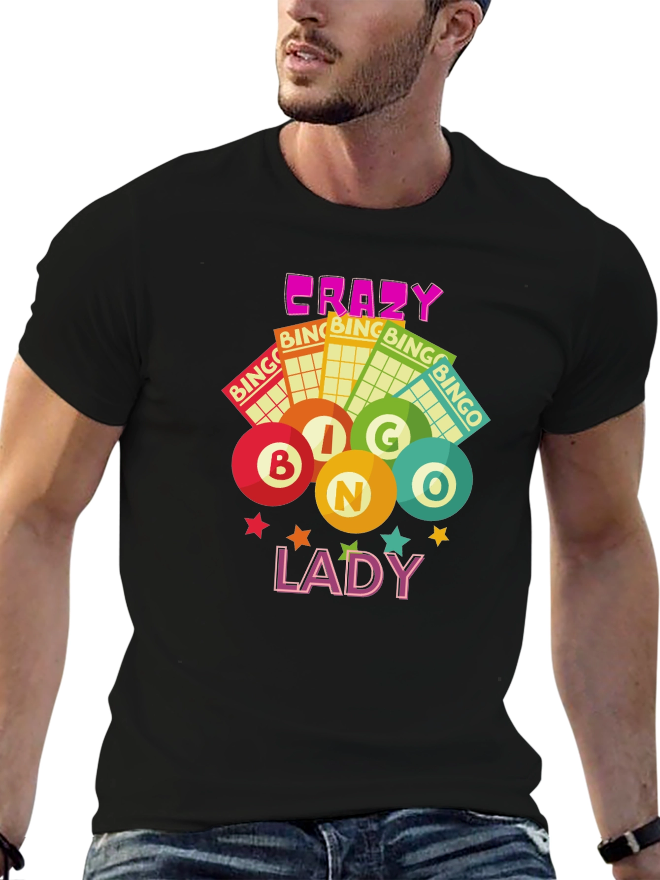 Crazy Bingo Lady Graphic T-Shirt