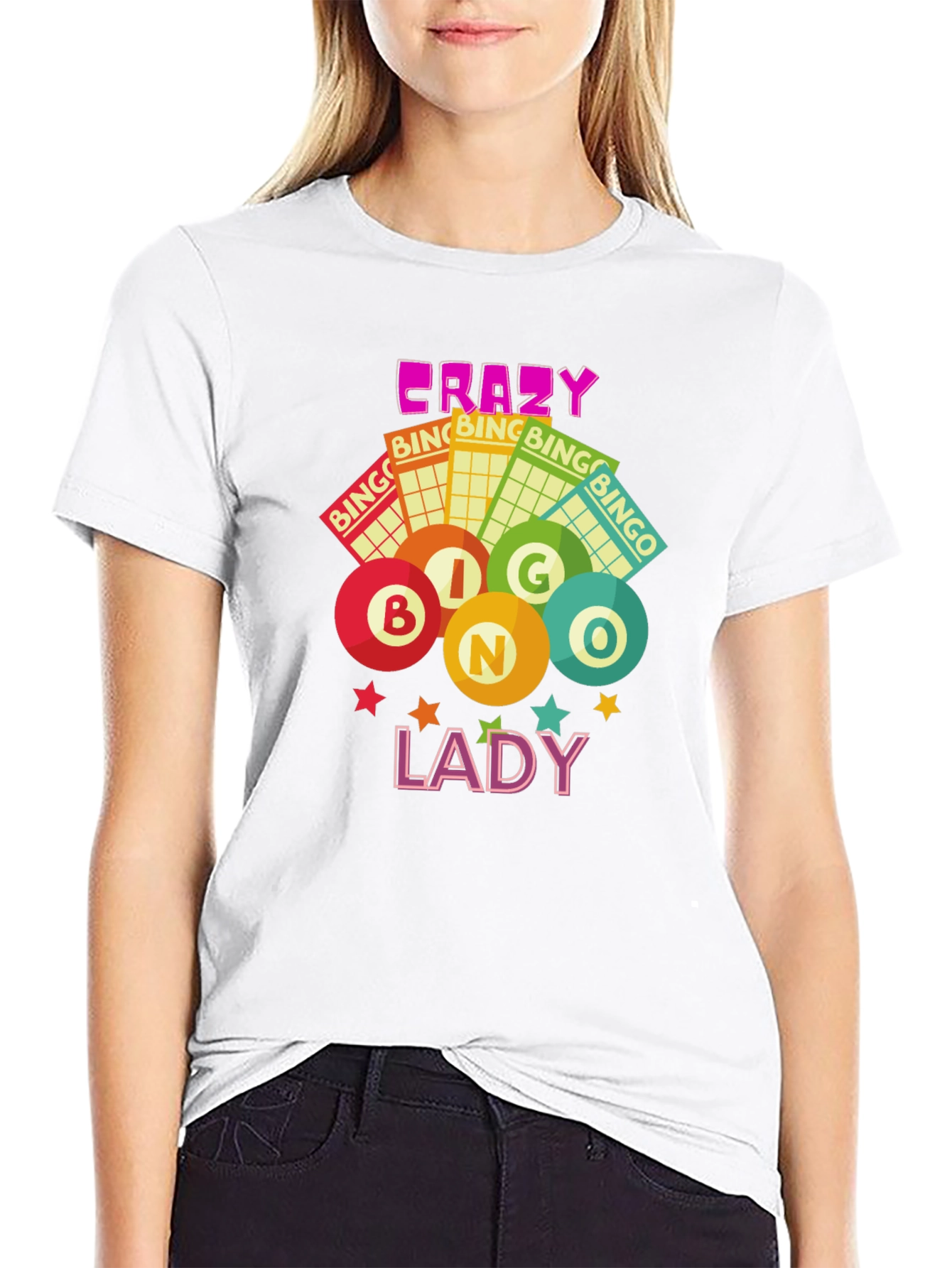 Crazy Bingo Lady Graphic T-Shirt