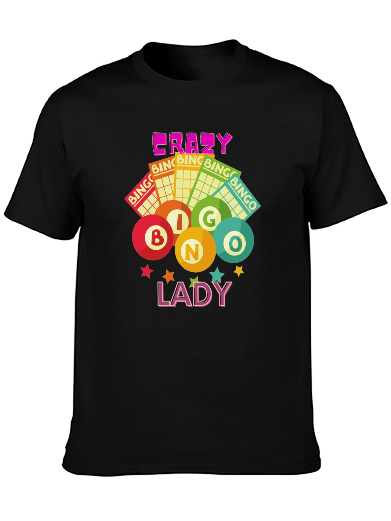 Crazy Bingo Lady Graphic T-Shirt