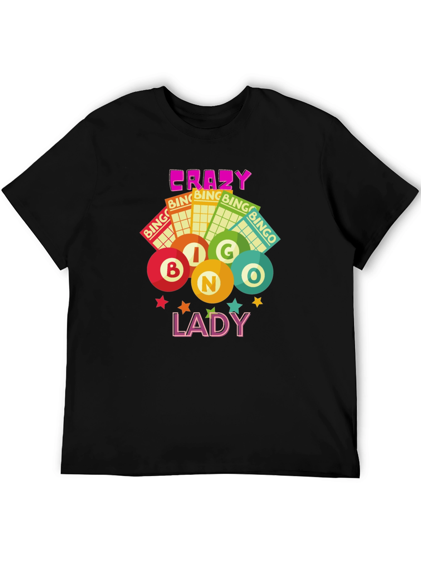 Crazy Bingo Lady Graphic T-Shirt