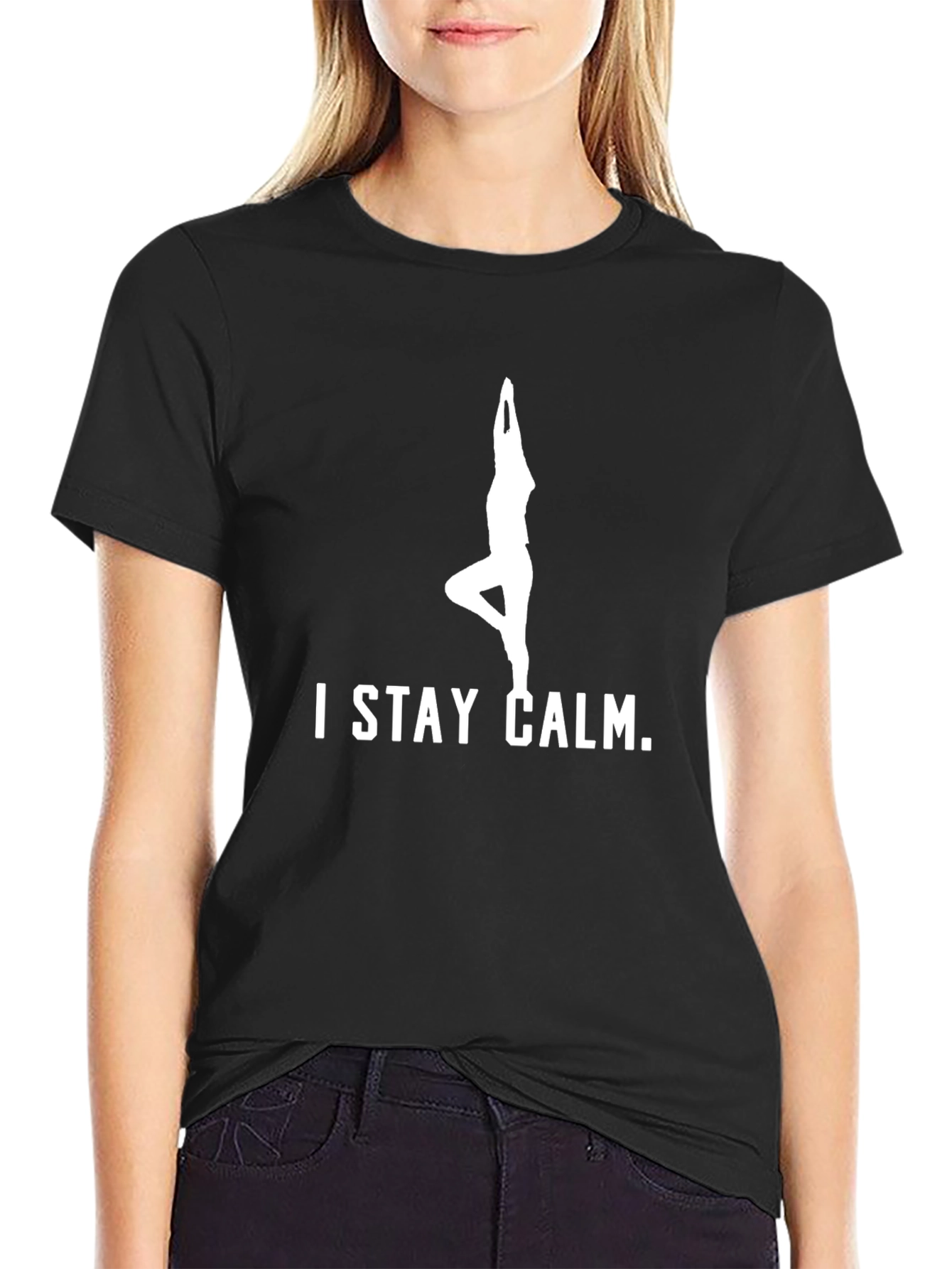 Stay Calm Yoga Pose Graphic T-Shirt