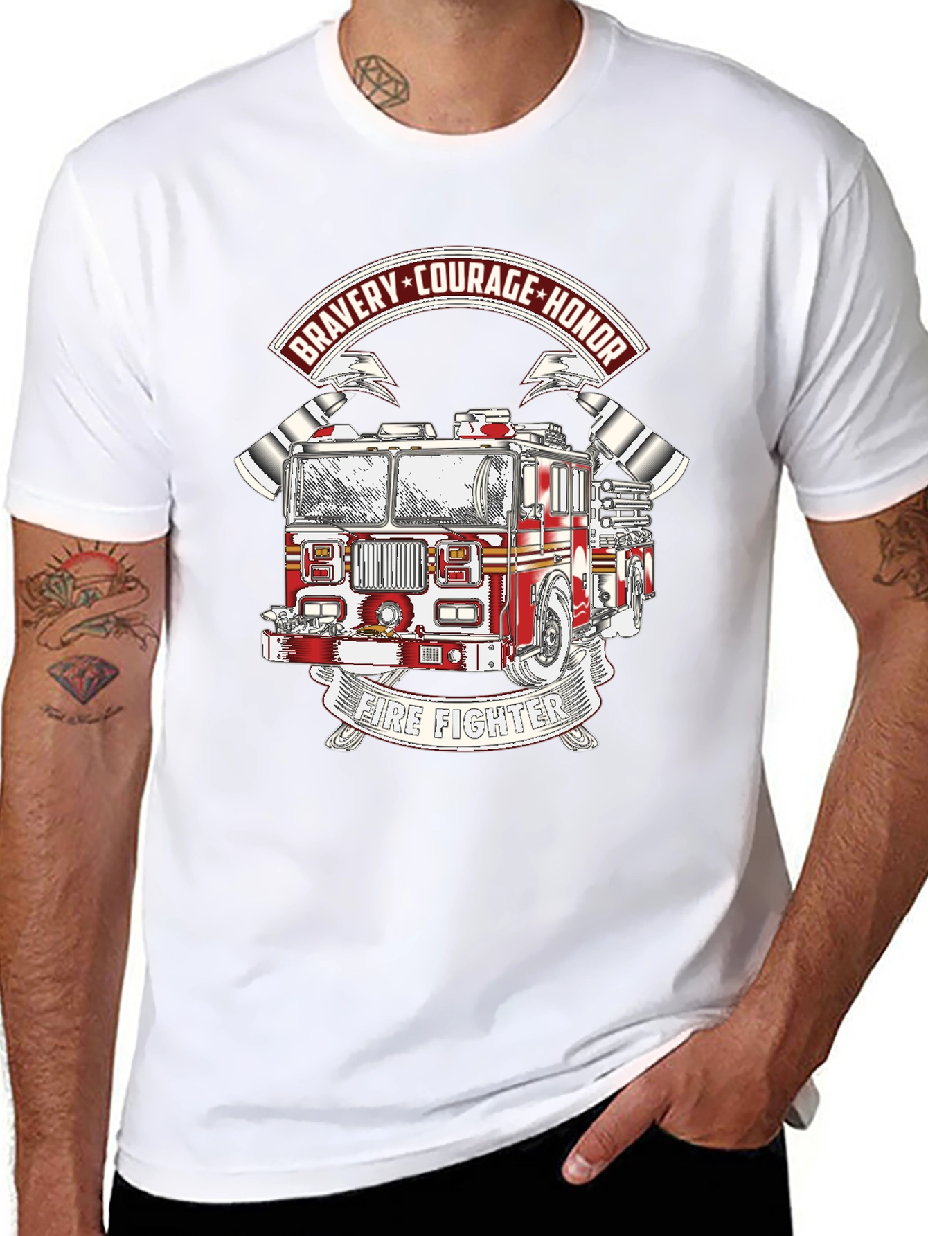 Firefighter Bravery Courage Honor Graphic T-Shirt