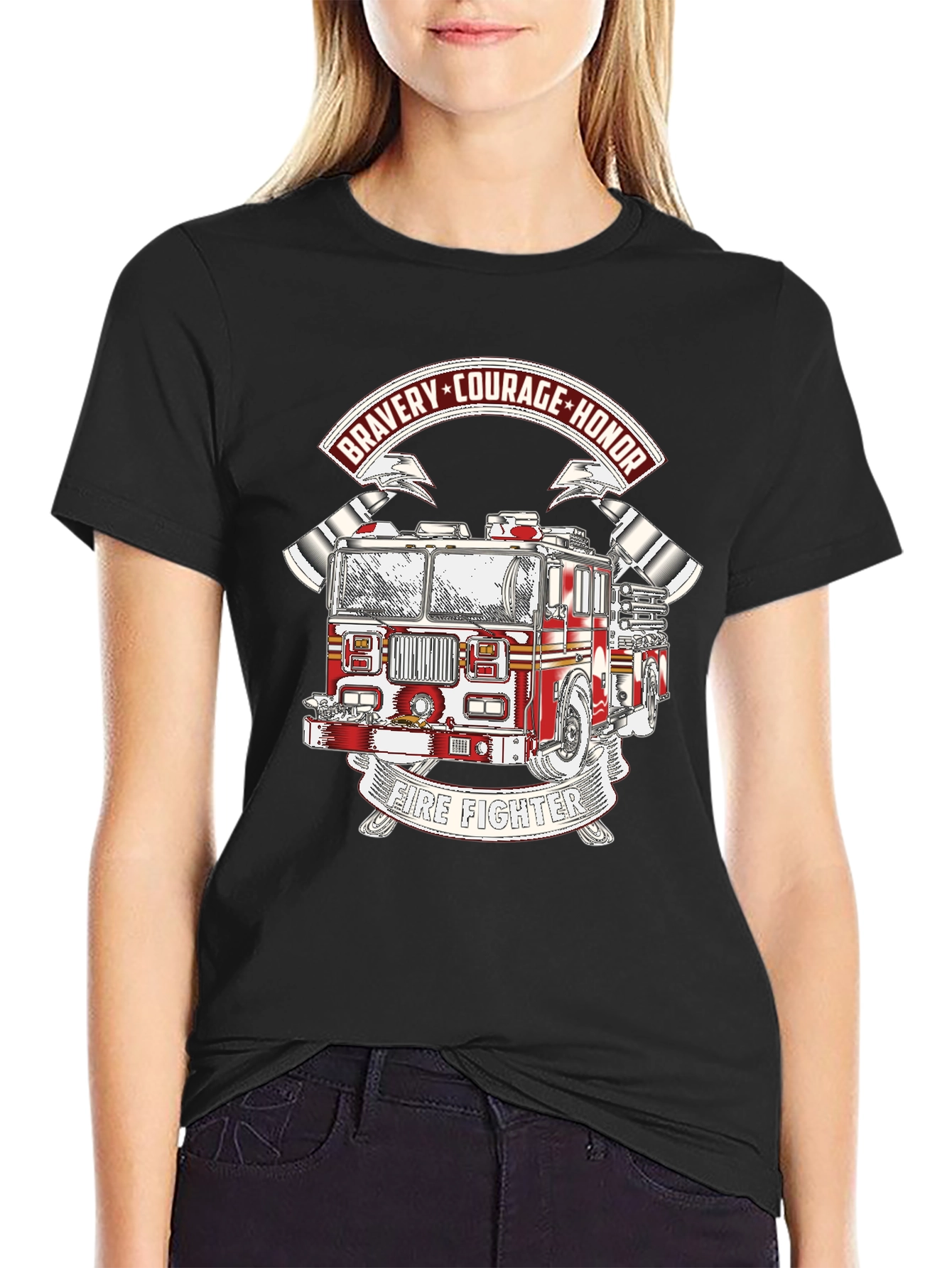 Firefighter Bravery Courage Honor Graphic T-Shirt