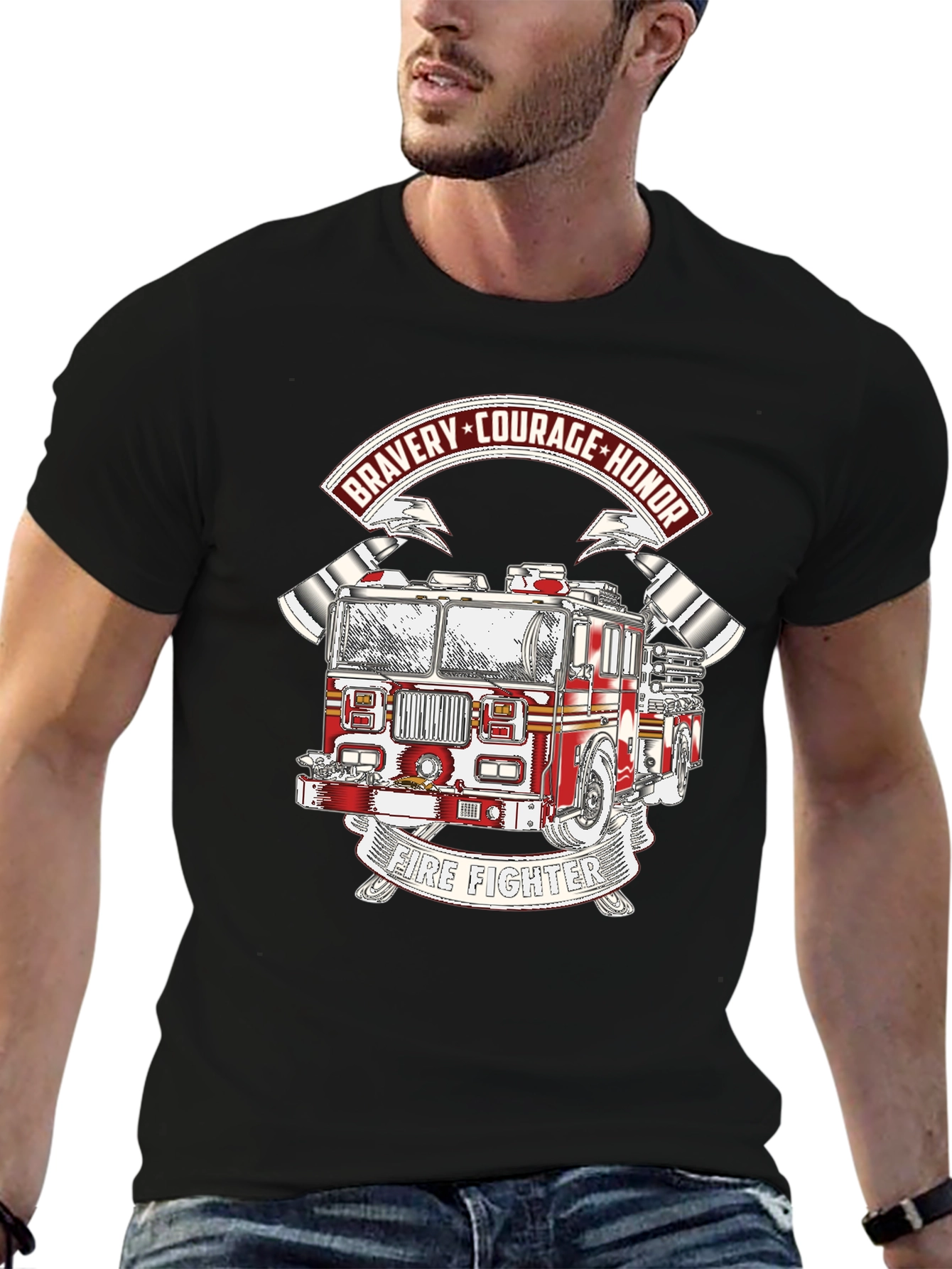 Firefighter Bravery Courage Honor Graphic T-Shirt