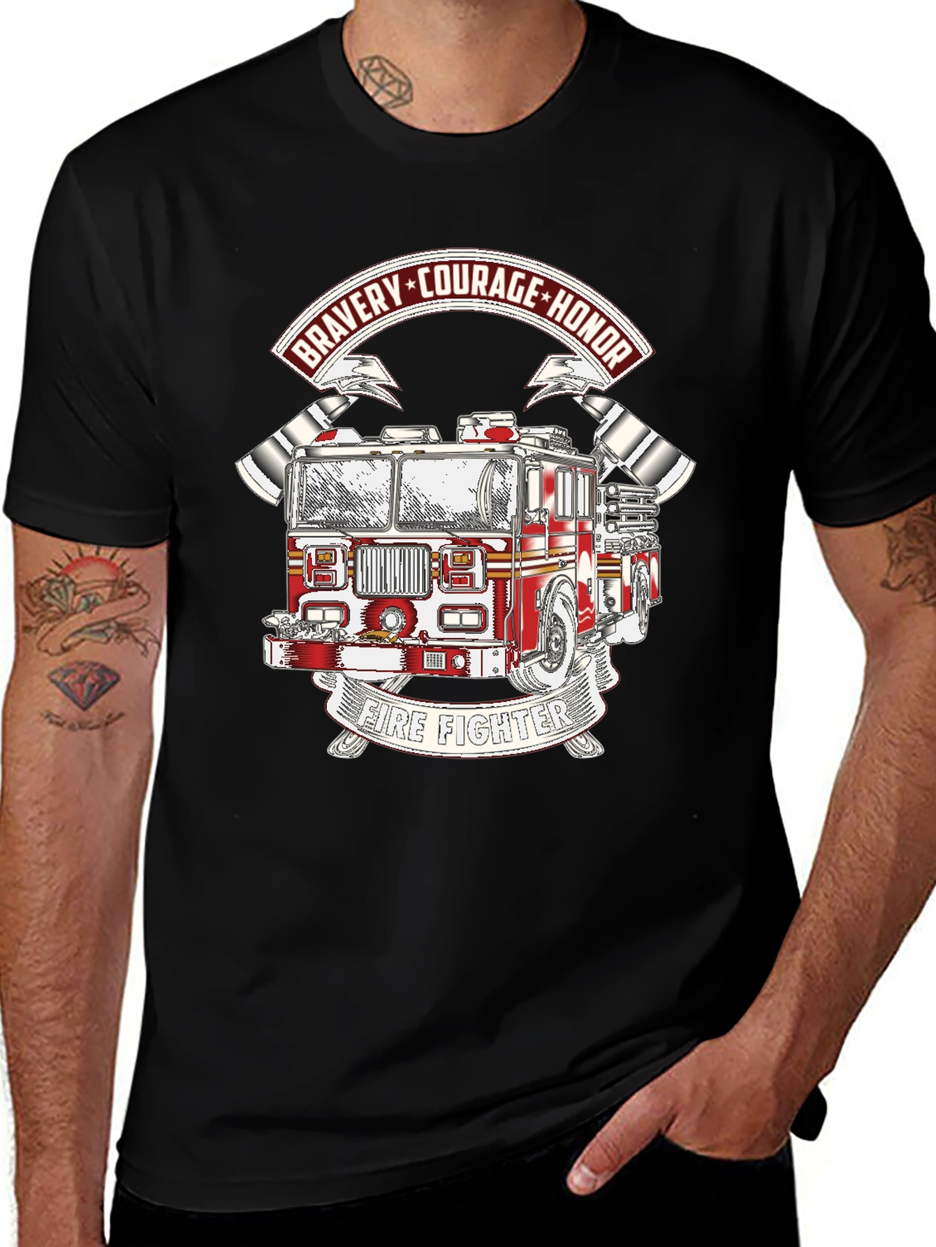 Firefighter Bravery Courage Honor Graphic T-Shirt