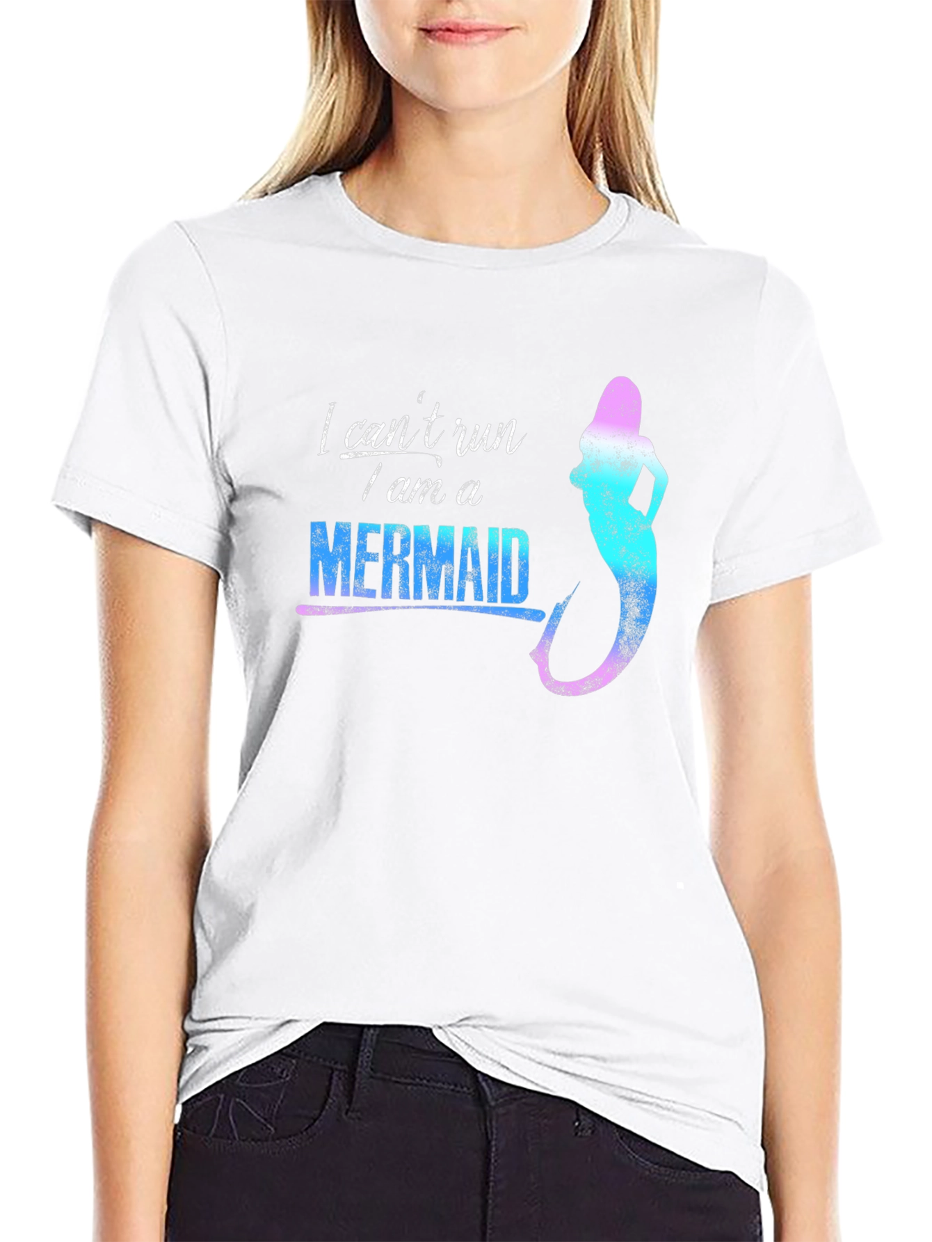 Mermaid Graphic Tee - I Cant Run Novelty T-Shirt