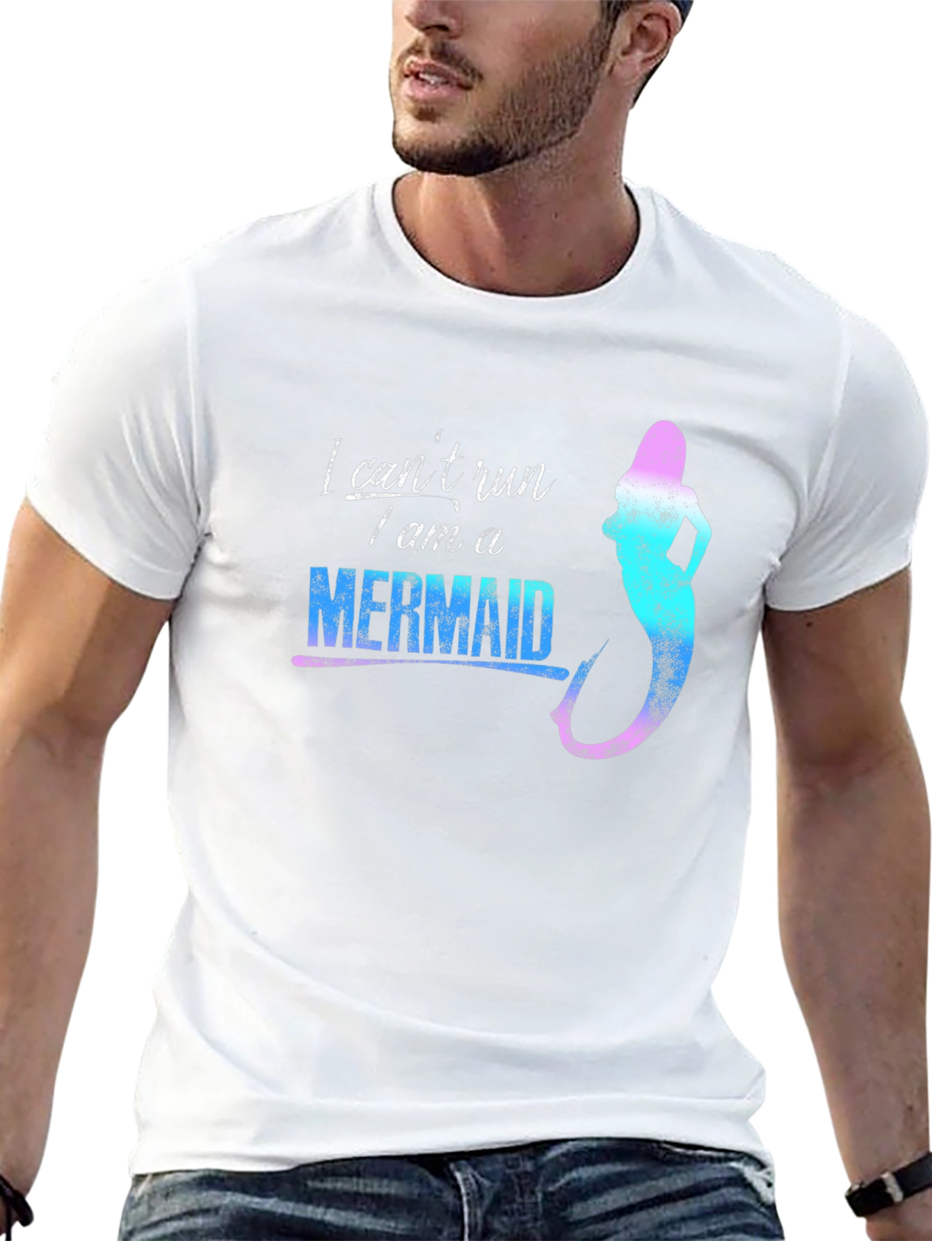 Mermaid Graphic Tee - I Cant Run Novelty T-Shirt
