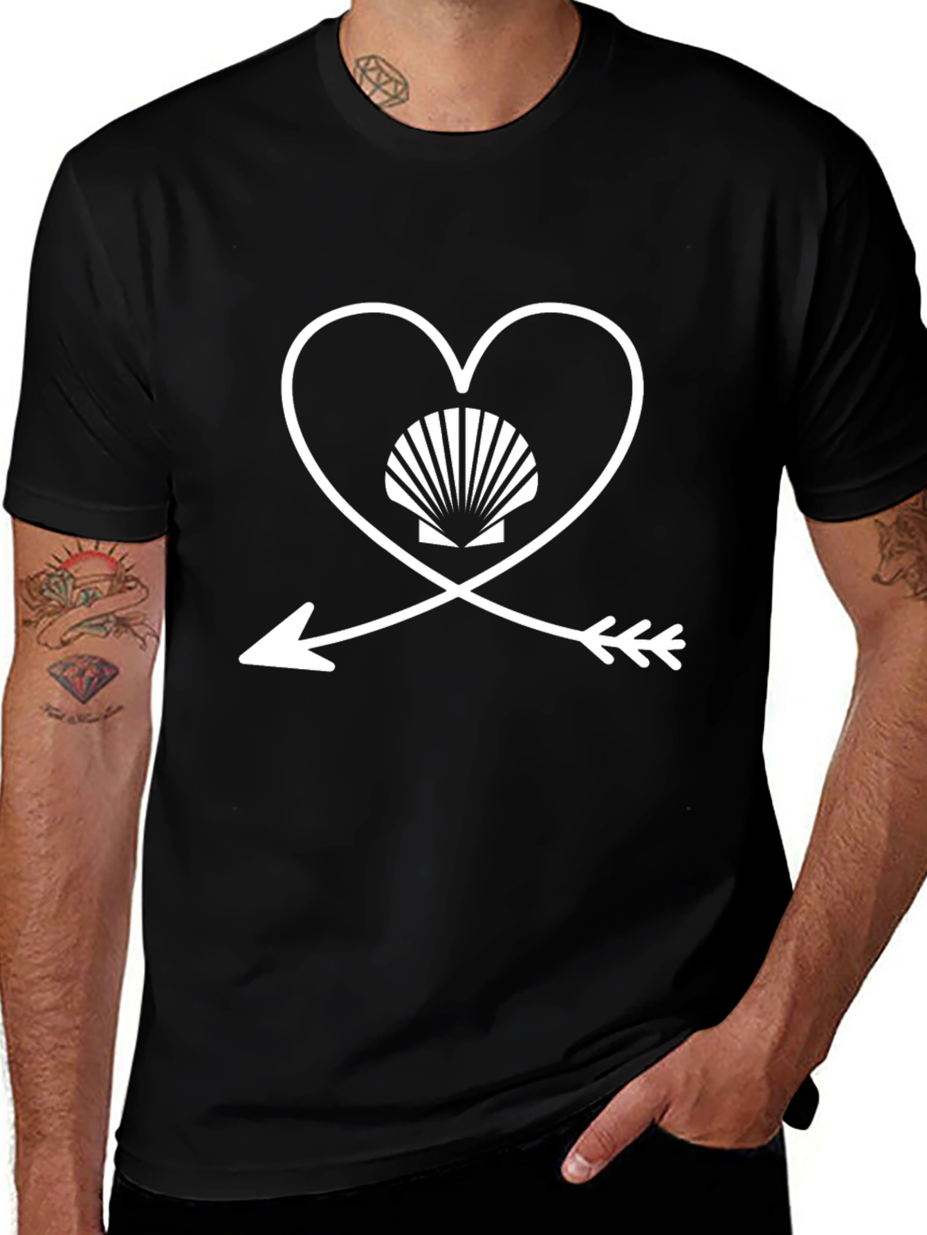 Heart & Arrow Clam Shell Graphic Tee - Unisex