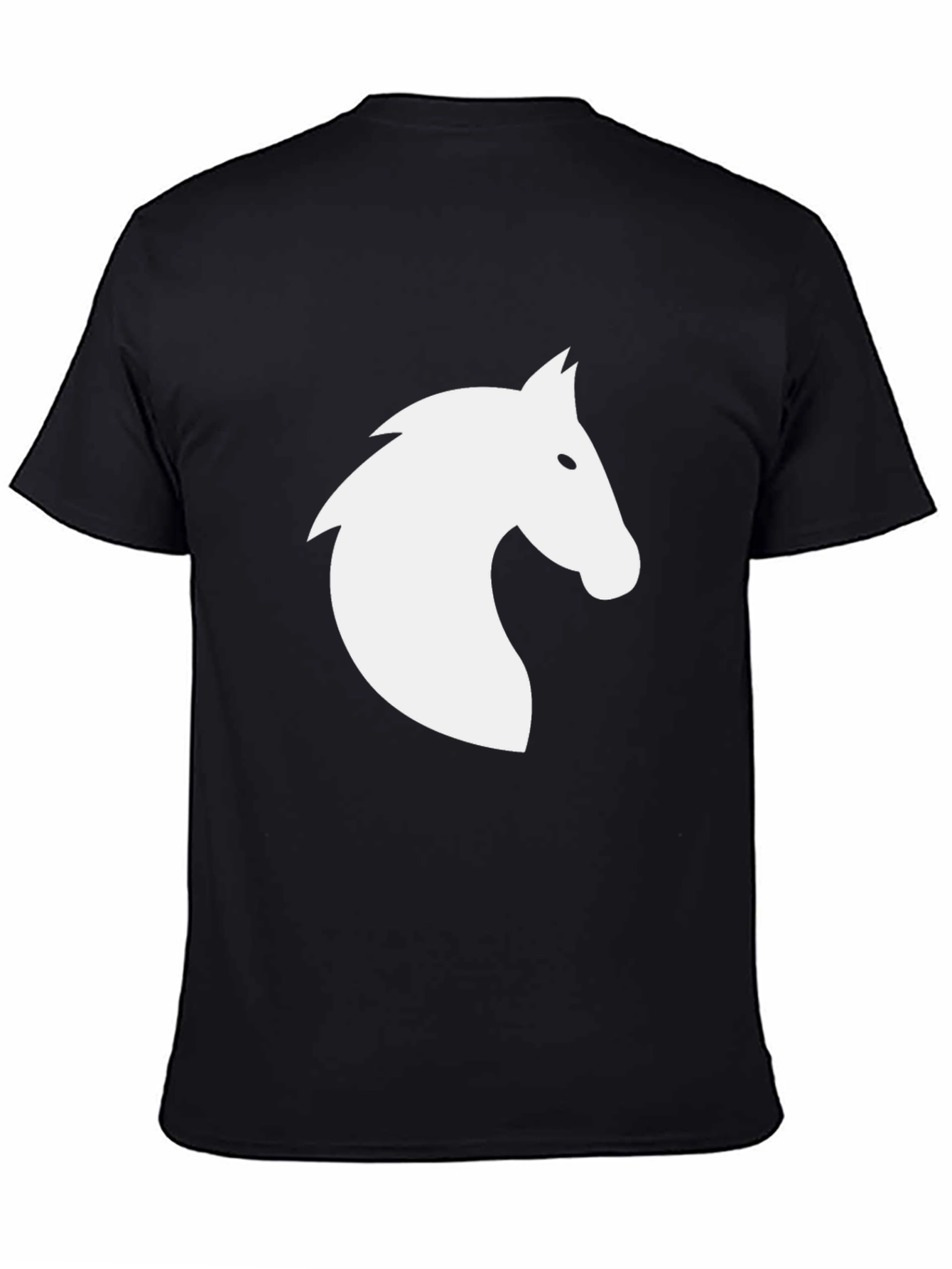 Black T-Shirt with White Horse Silhouette