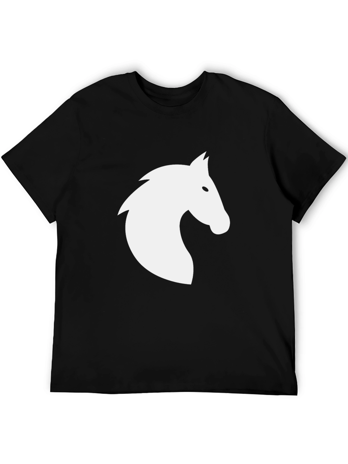 Black T-Shirt with White Horse Silhouette