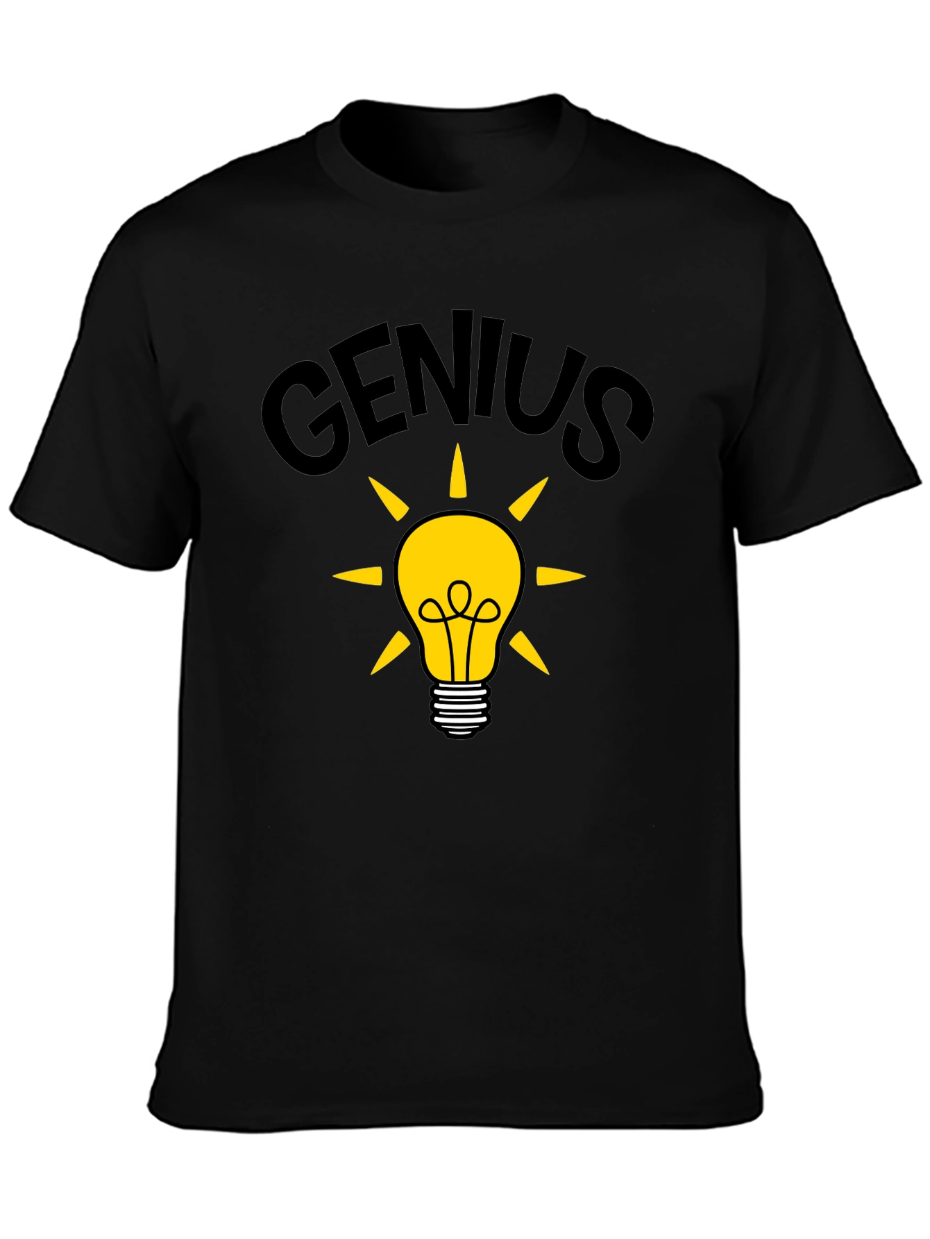 Genius Idea Light Bulb T-Shirt - Black Cotton Tee