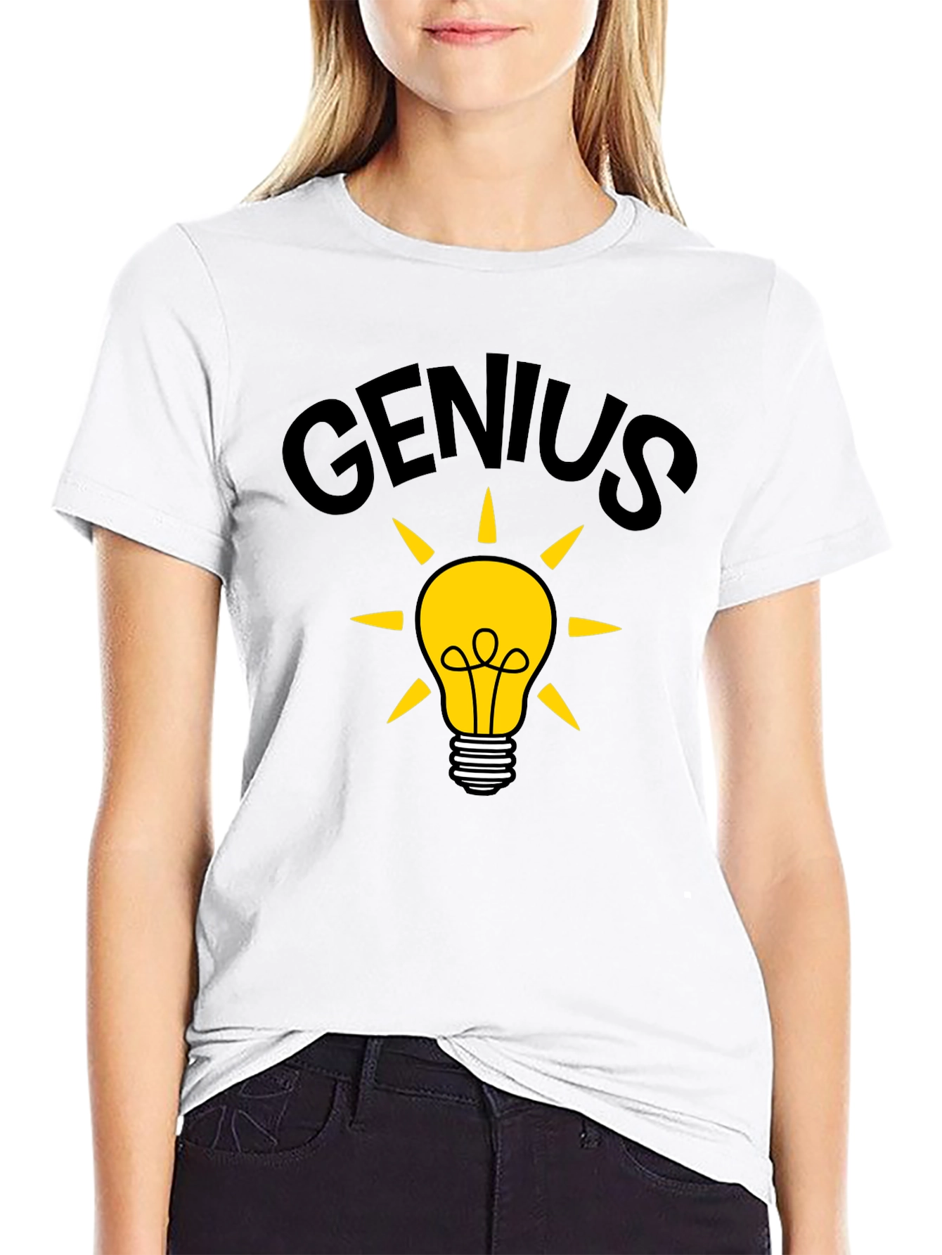 Genius Idea Light Bulb T-Shirt - Black Cotton Tee