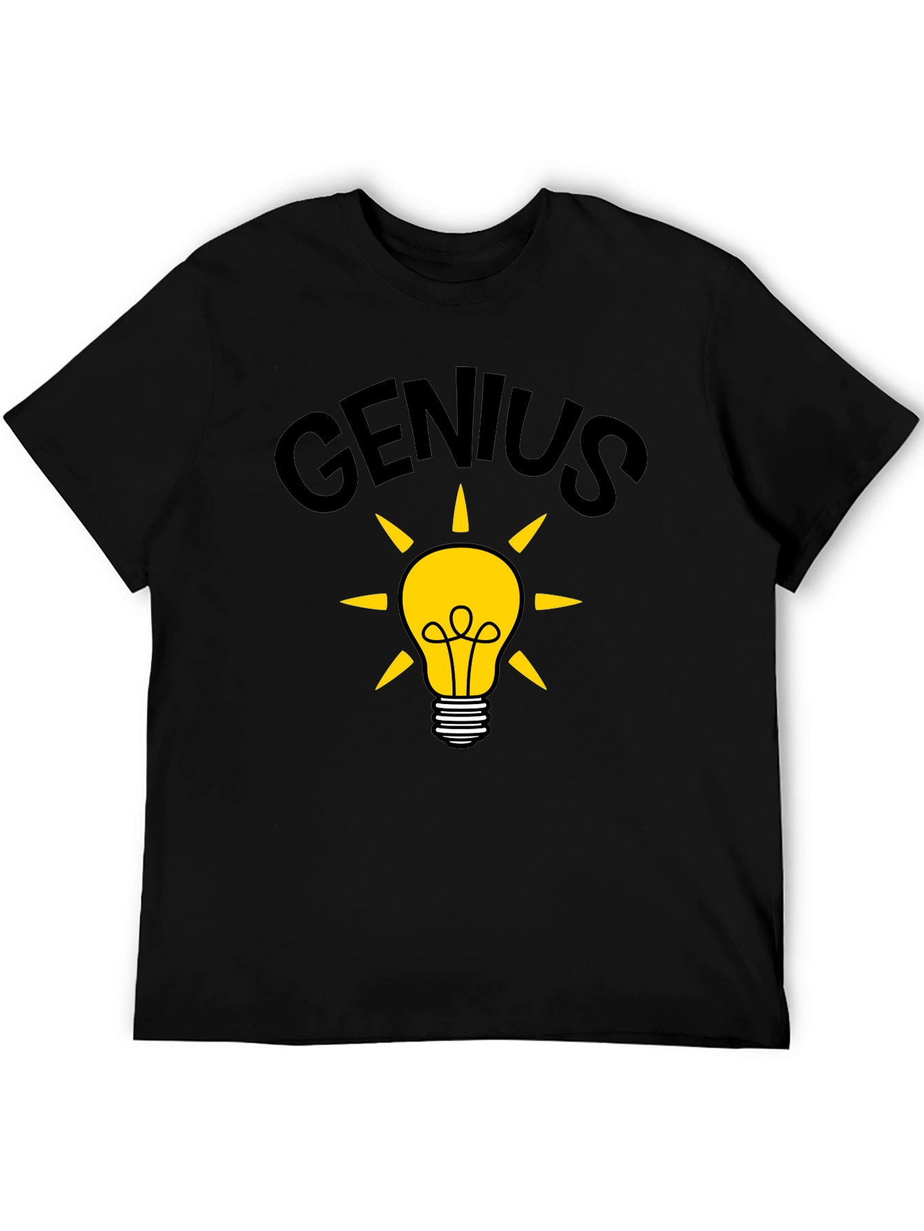 Genius Idea Light Bulb T-Shirt - Black Cotton Tee