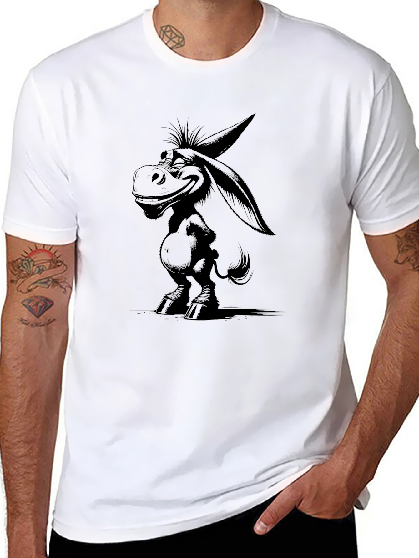 Cartoon Donkey Graphic T-Shirt