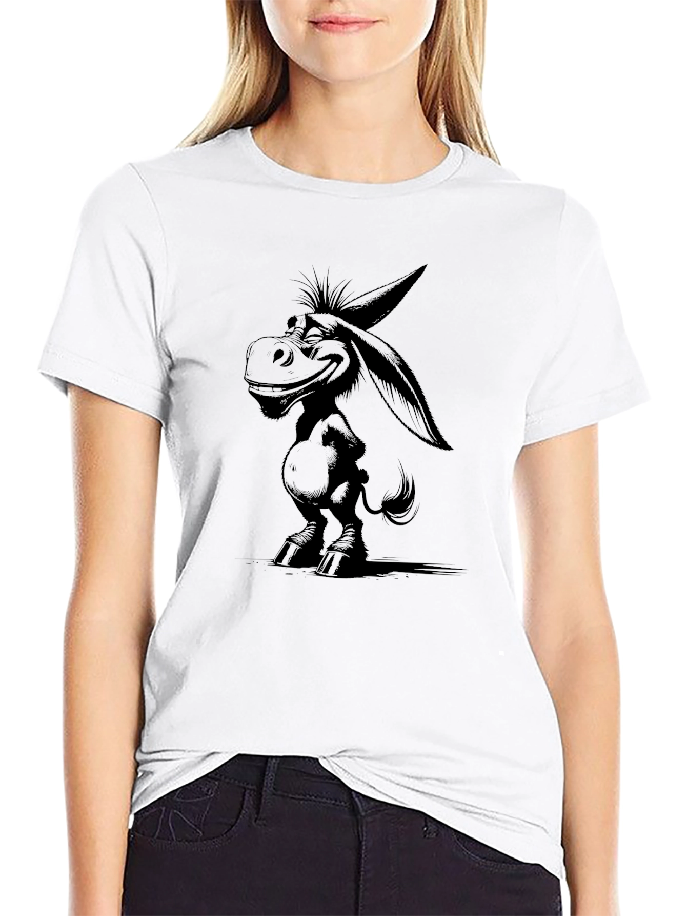 Cartoon Donkey Graphic T-Shirt