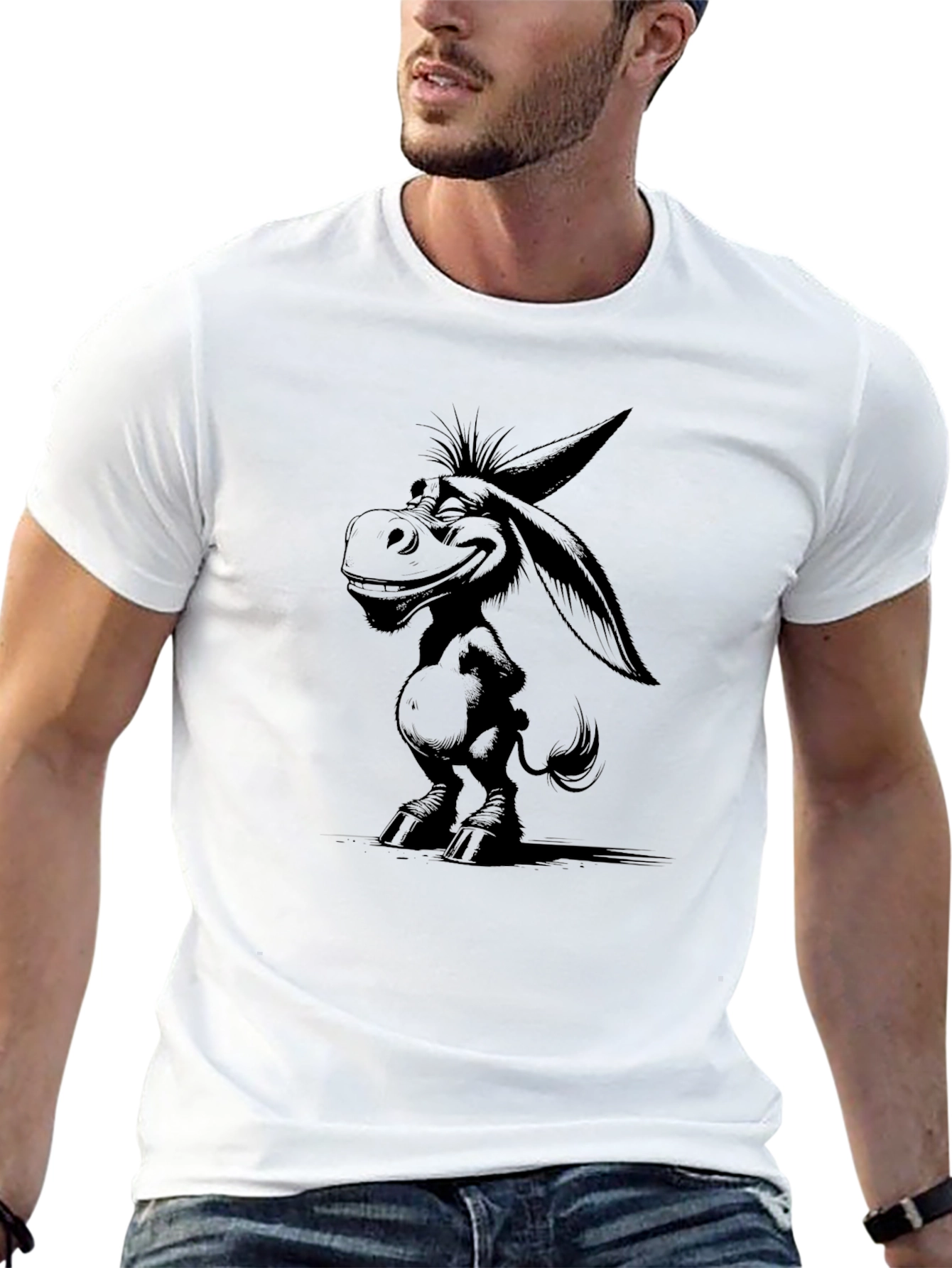 Cartoon Donkey Graphic T-Shirt
