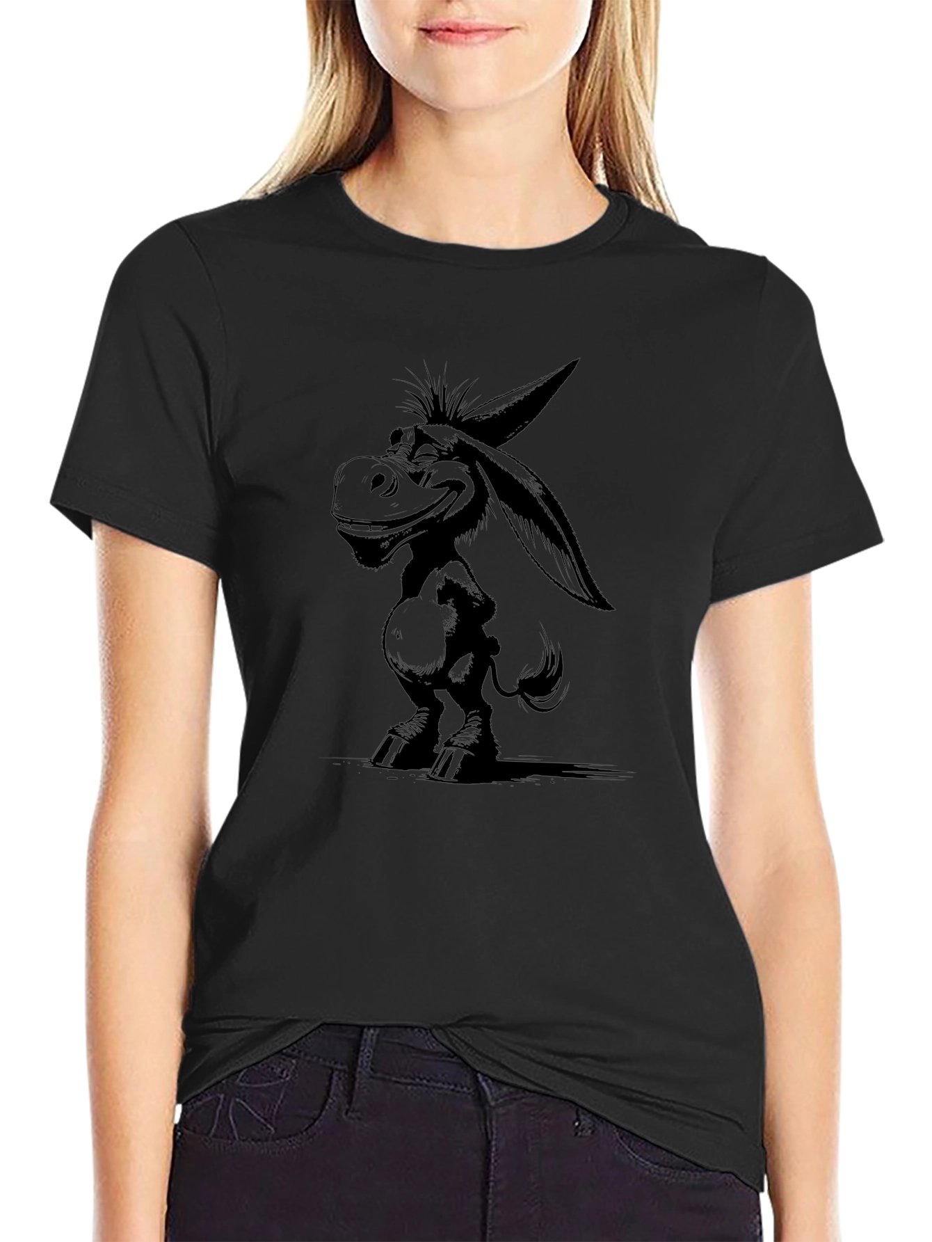 Cartoon Donkey Graphic T-Shirt