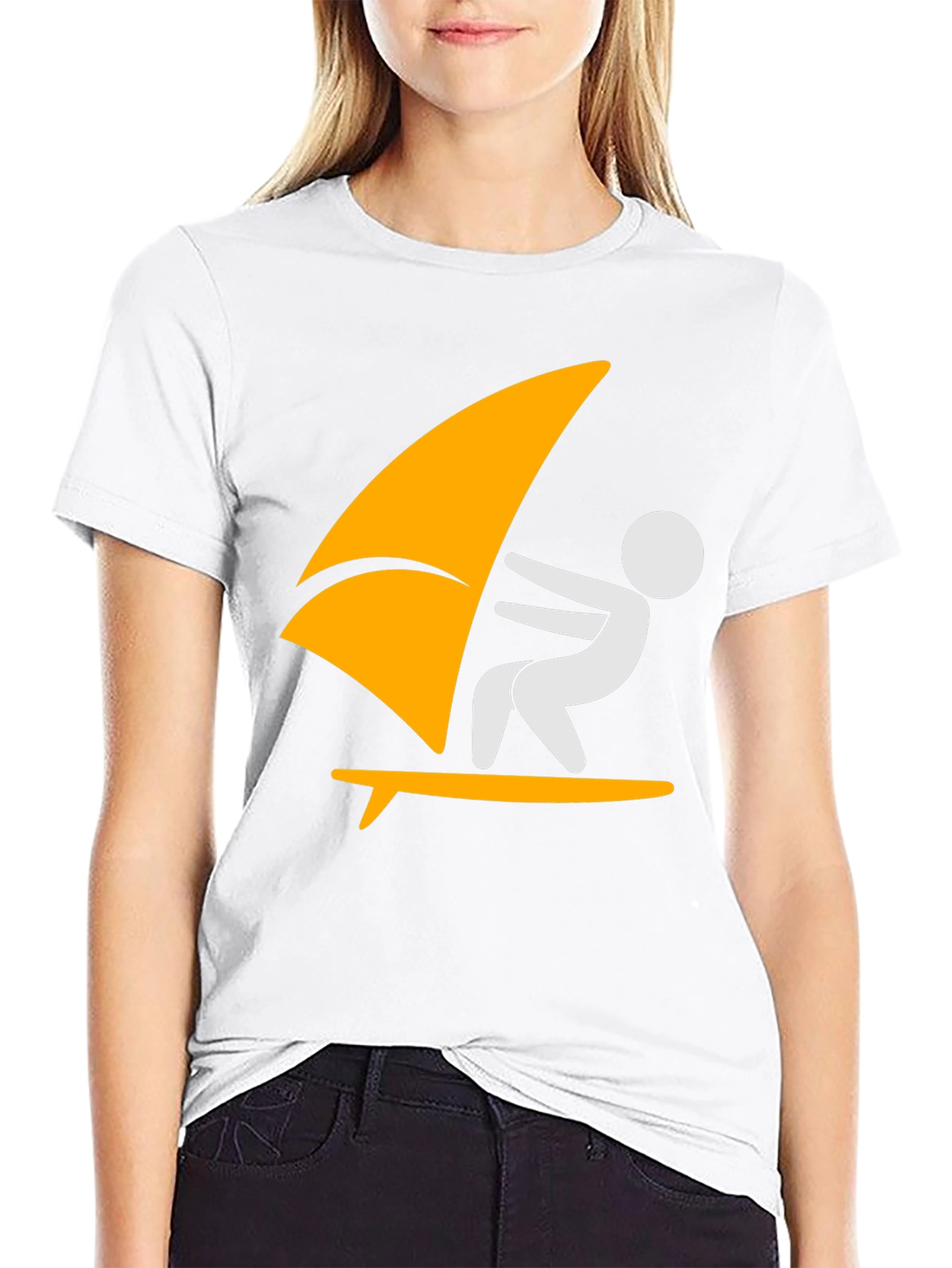 Windsurfing Graphic Tee - Black Cotton T-Shirt