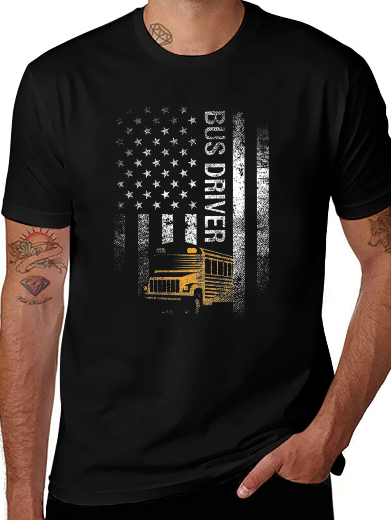 Bus Driver American Flag T-Shirt