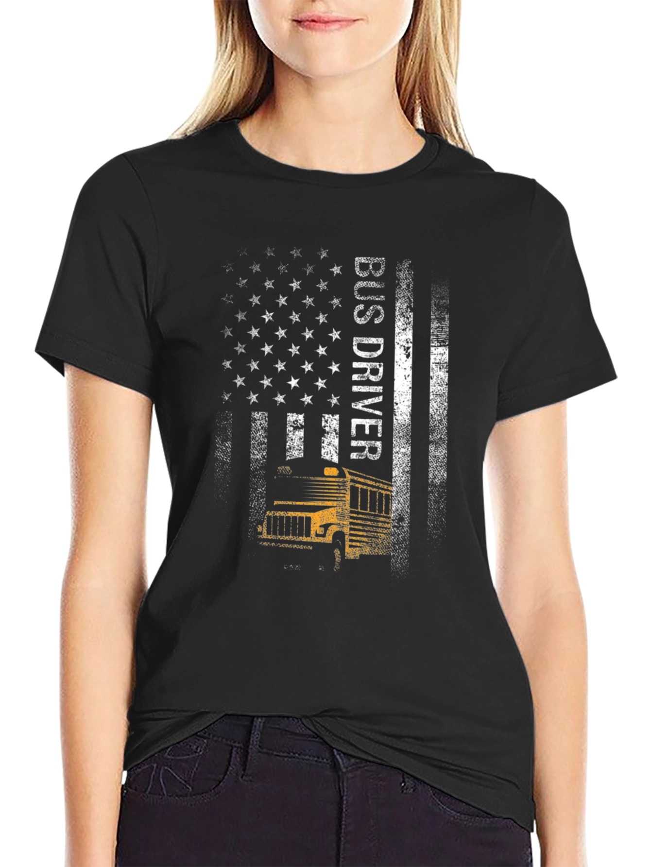 Bus Driver American Flag T-Shirt