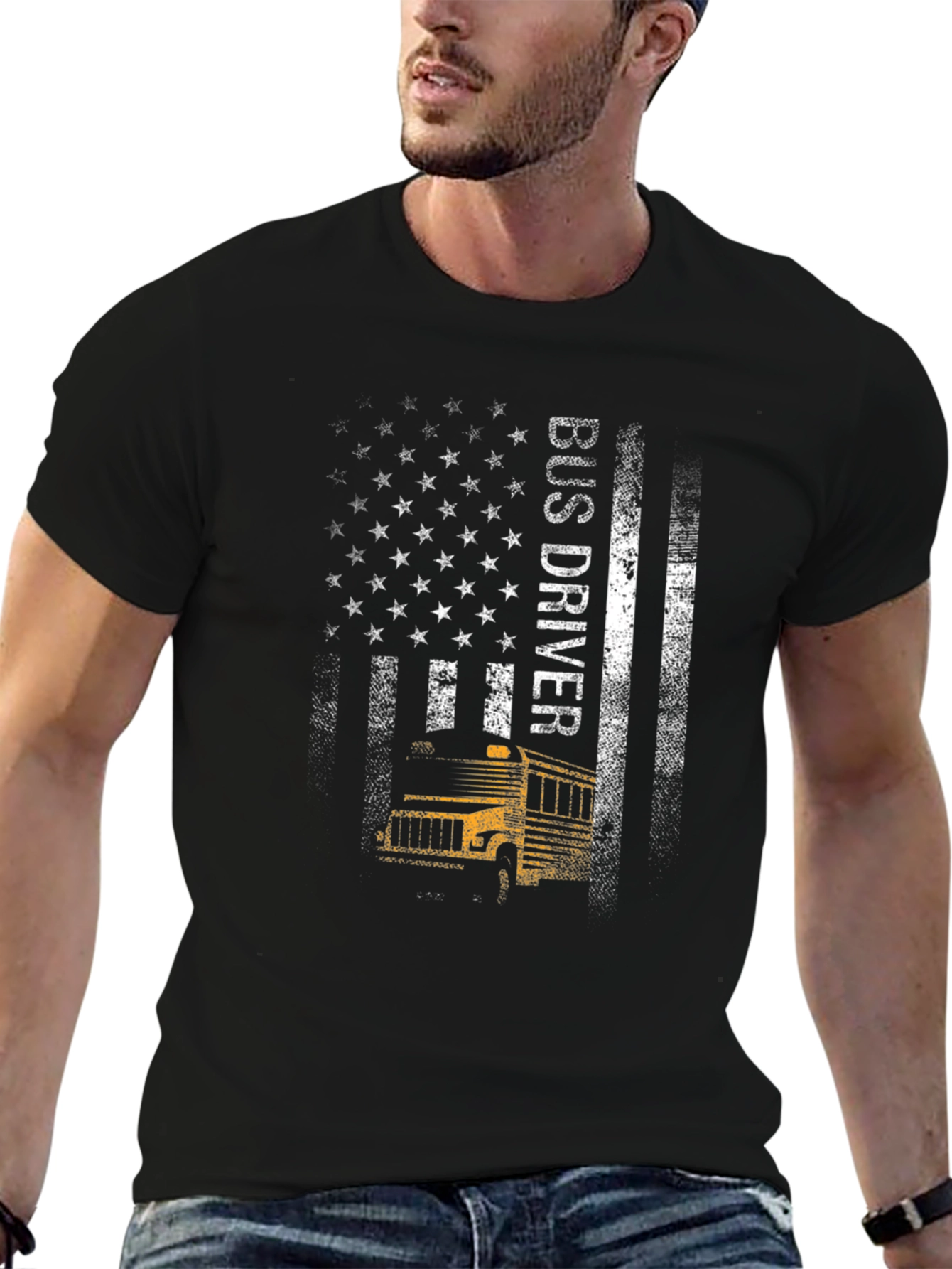 Bus Driver American Flag T-Shirt