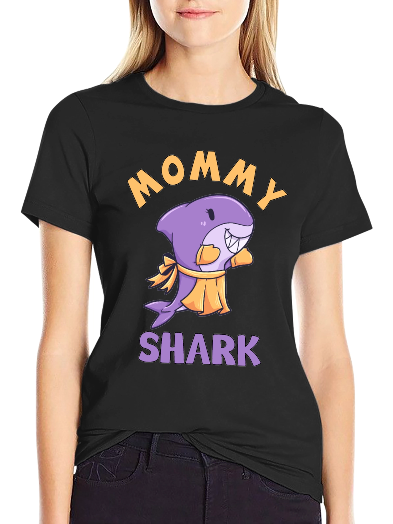 Mommy Shark Graphic T-Shirt - Novelty Cartoon Tee