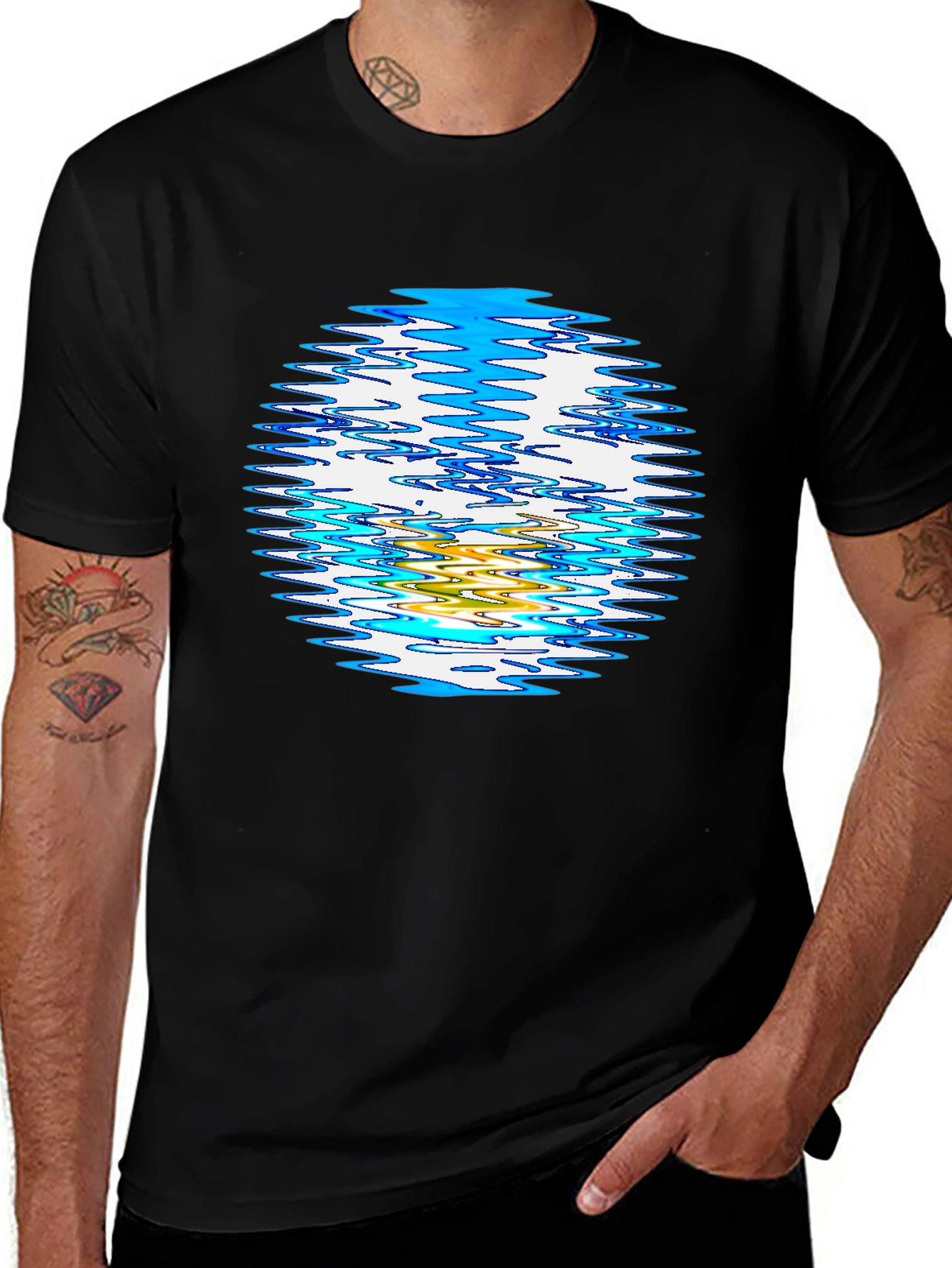 Abstract Circle Graphic Black T-Shirt