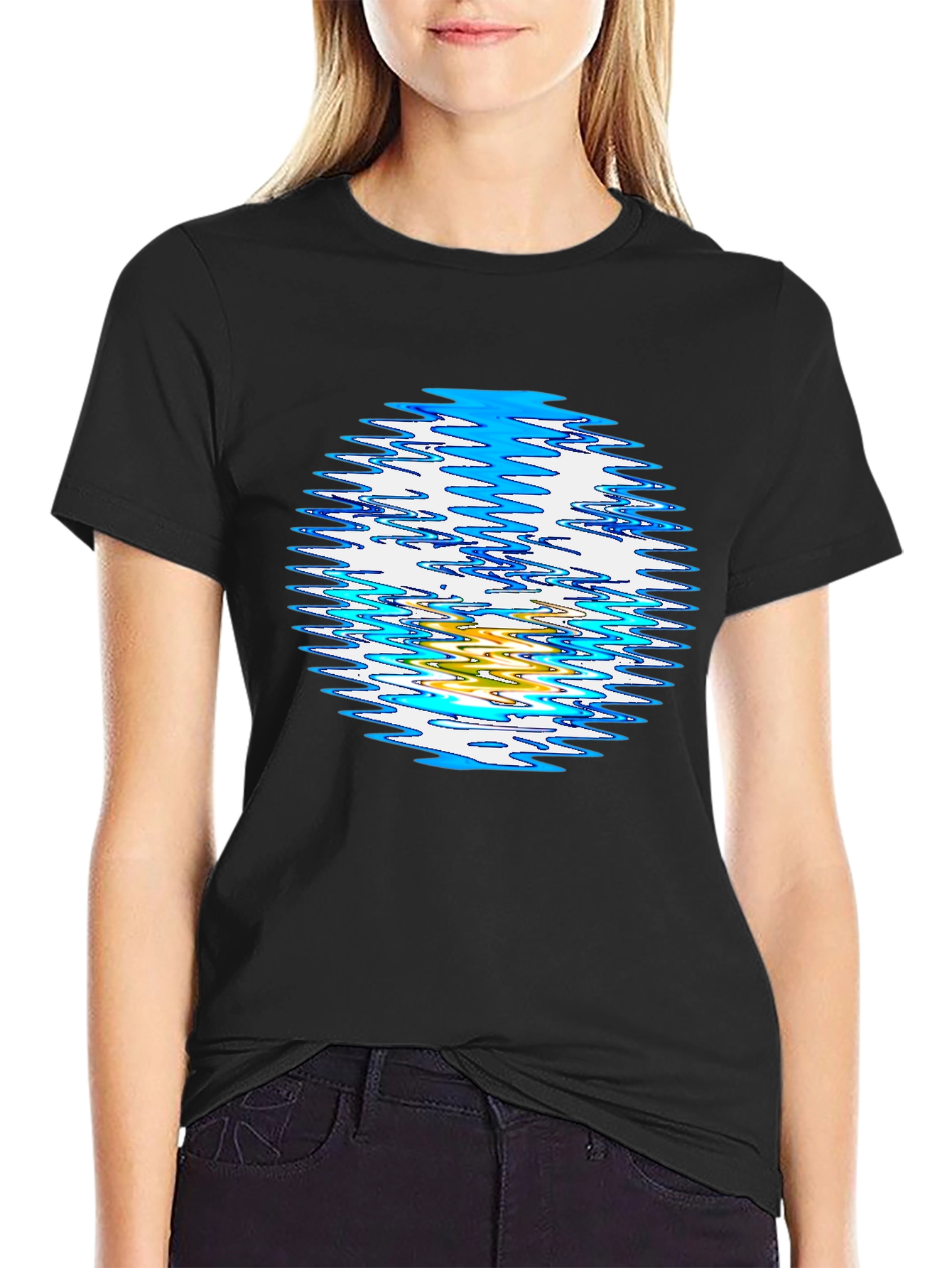 Abstract Circle Graphic Black T-Shirt